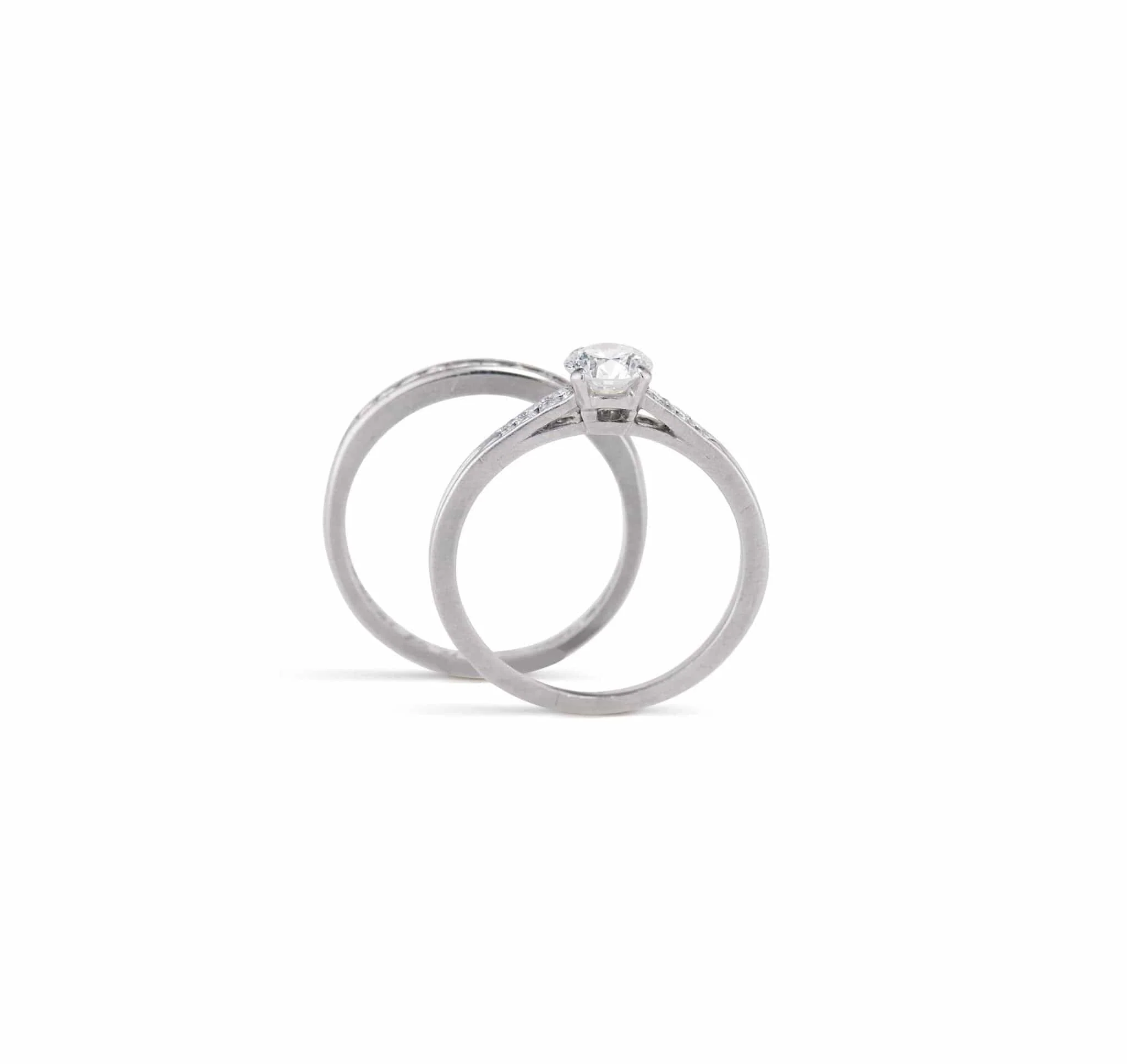 Tiffany & Co. Mid-Century .65 Carat Transitional Diamond and Platinum Wedding Set - Image 4