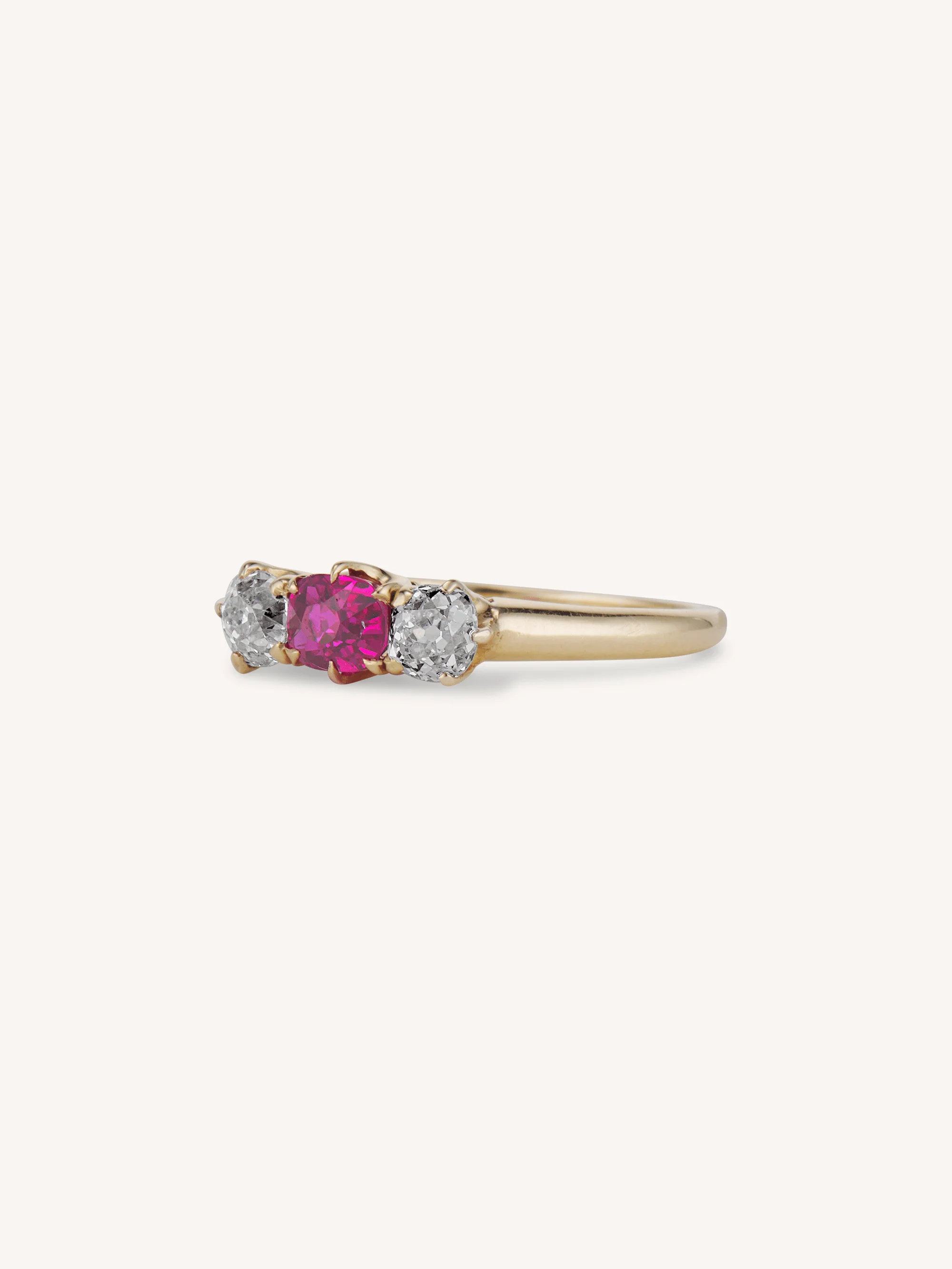 Tiffany & Co. Victorian Ruby and Diamond Three Stone Antique Engagement Ring - Image 3