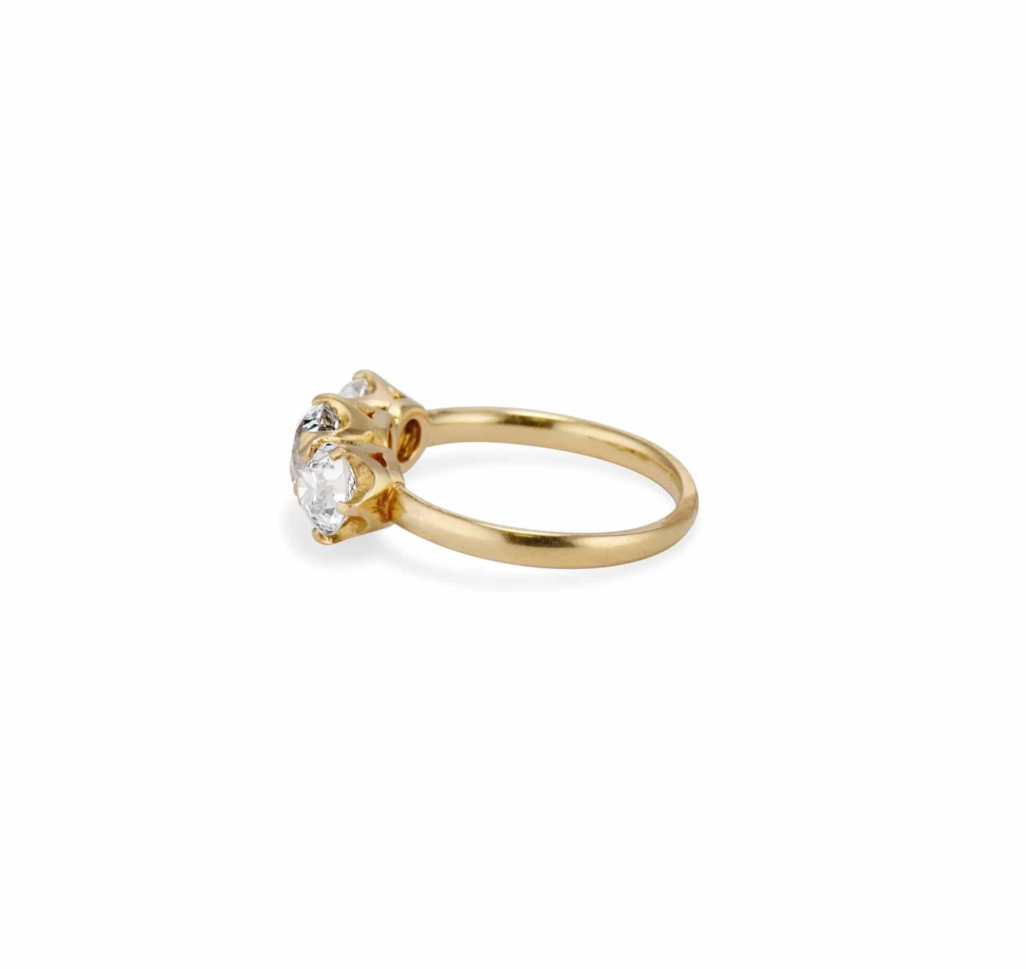 Tiffany & Co. Victorian Old European-Cut Three-Stone Gold Ring, America - Image 2