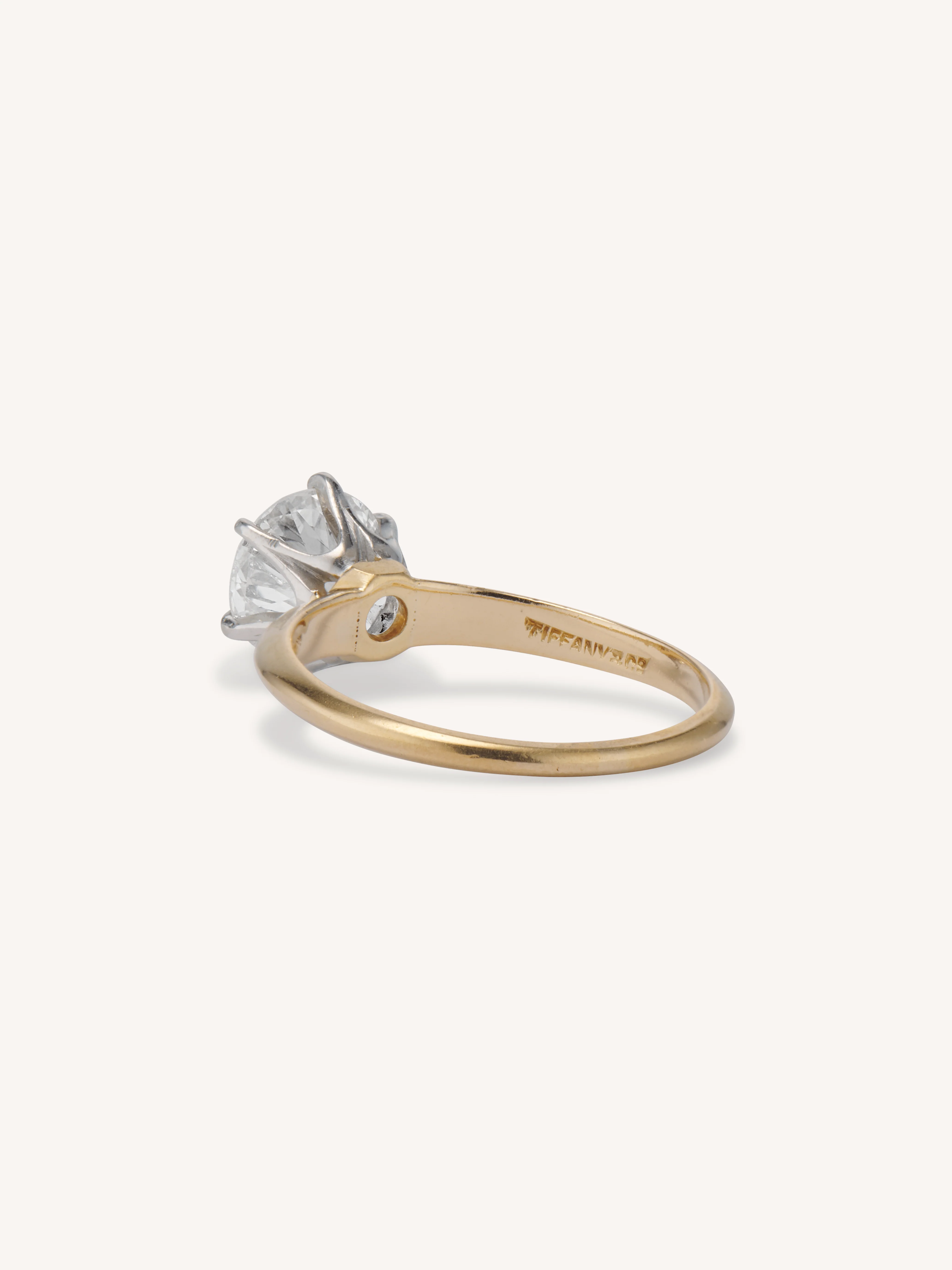 Tiffany & Co. Vintage 1.45 Carat Transitional Cut Diamond Solitaire Engagement Ring, Platinum & Gold - Image 5