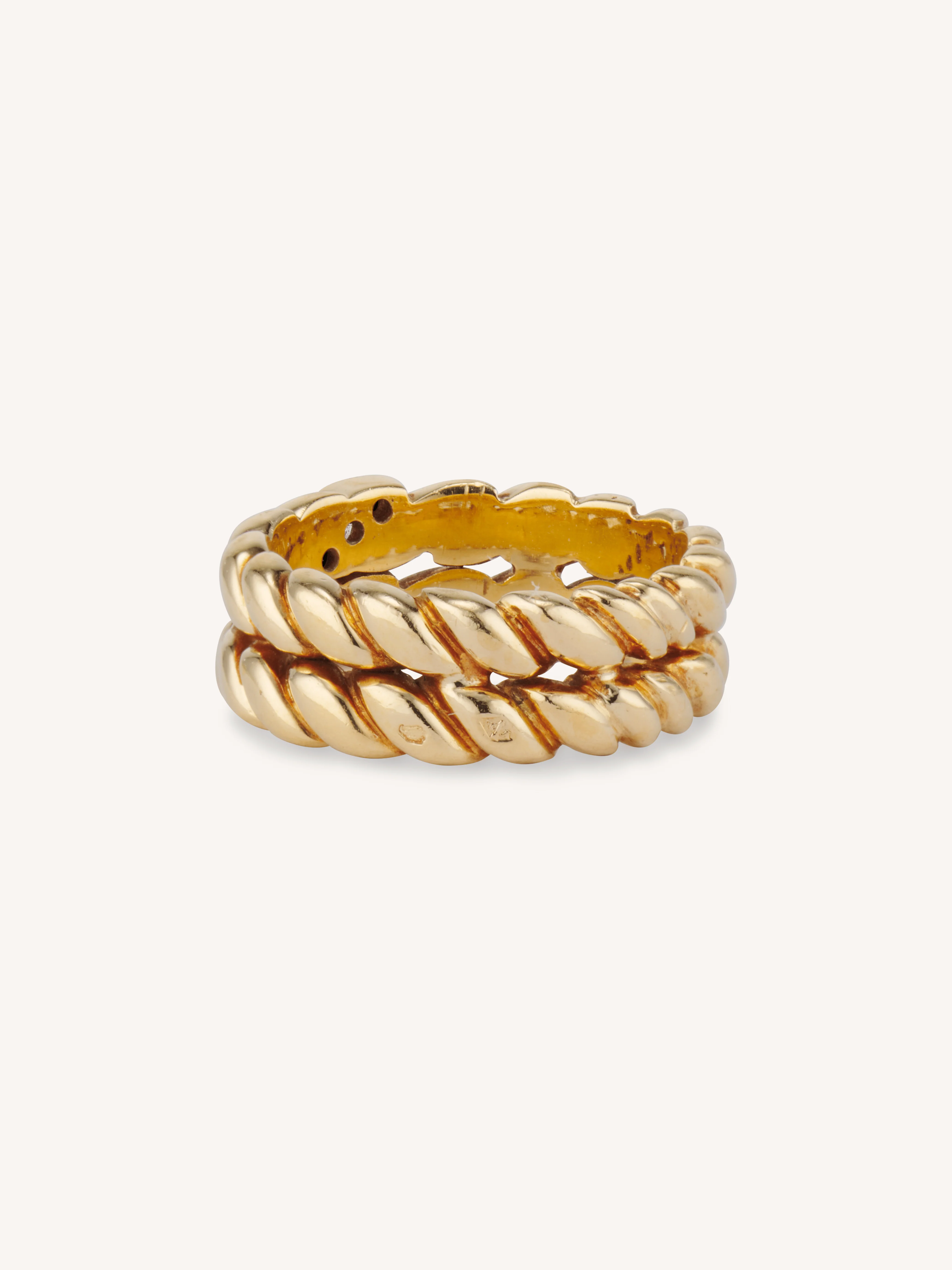 1970's Van Cleef & Arpels Diamonds in Braided Gold Vintage Ring - Image 5