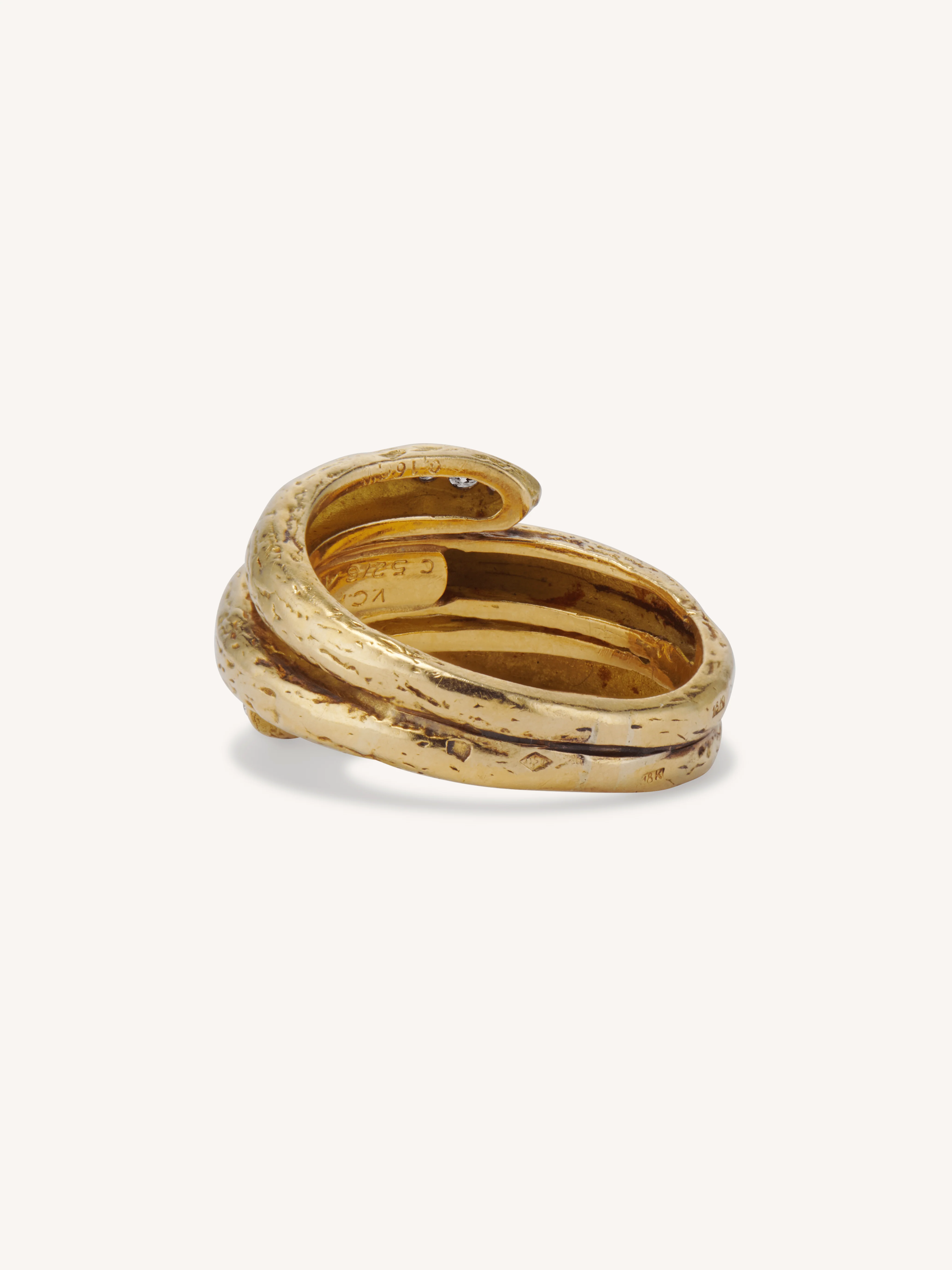 Van Cleef & Arpels Vintage 1970s Textured Gold & Diamond Tri-Wrap Ring, France - Image 5