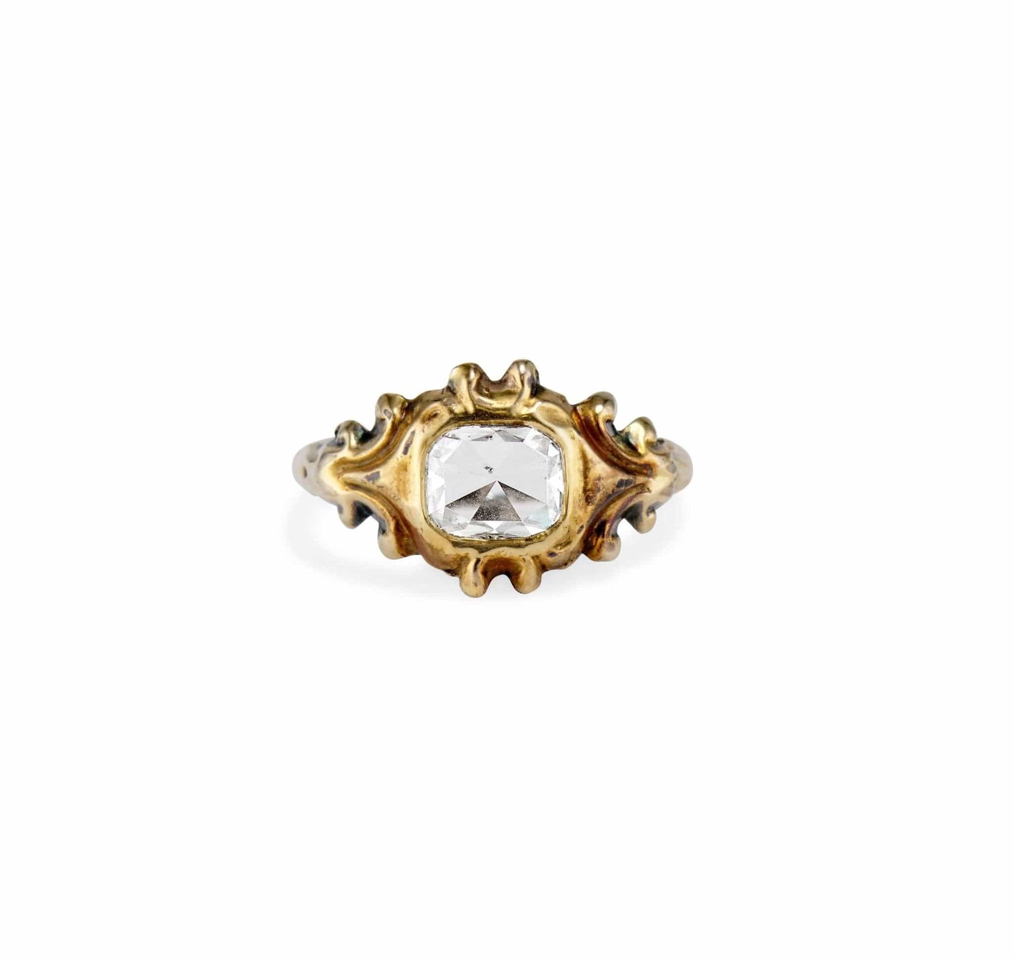 Victorian 1.00 Carat Cushion Rose Cut Diamond Solitaire Engagement Ring - Image 2