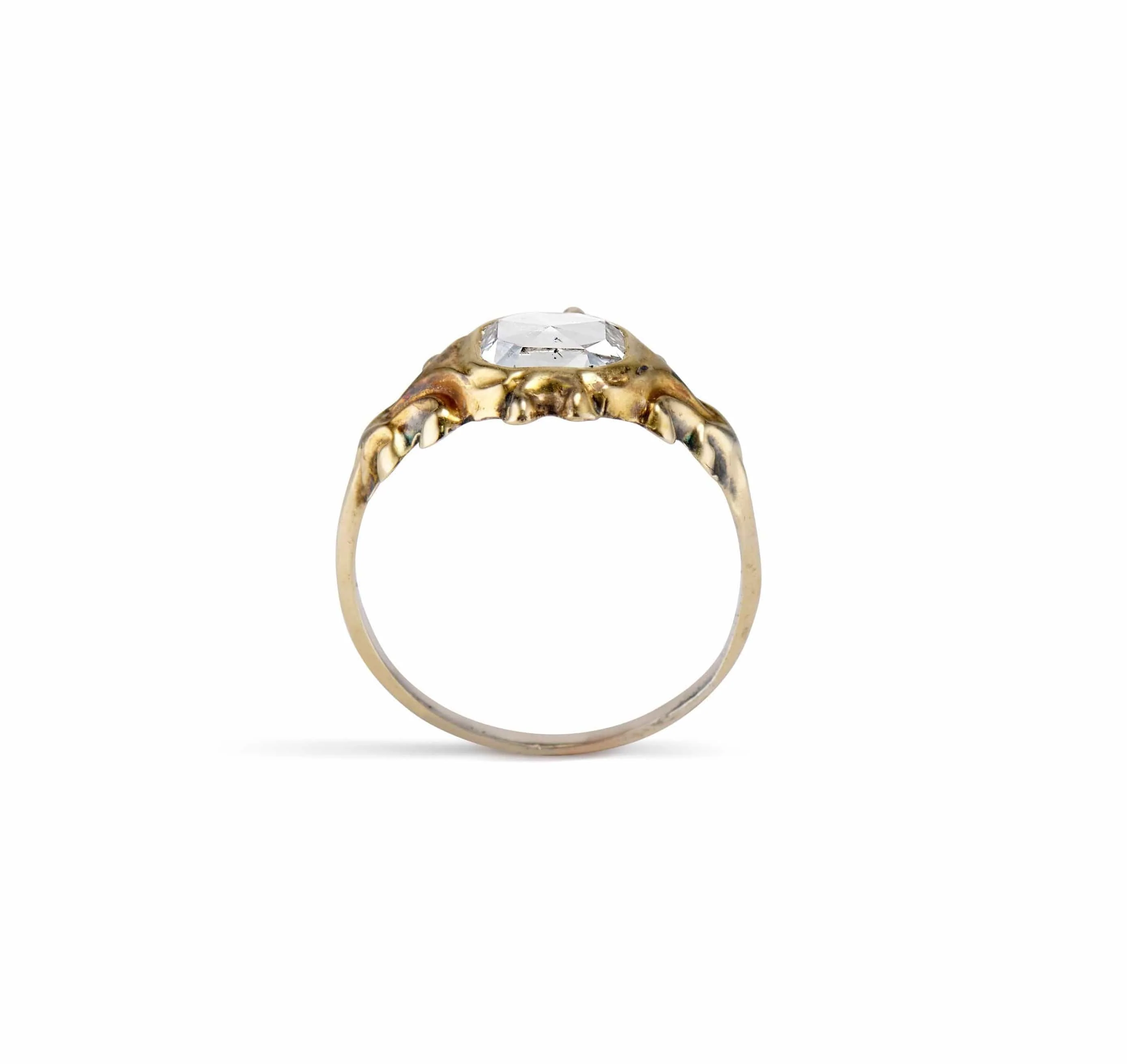 Victorian 1.00 Carat Cushion Rose Cut Diamond Solitaire Engagement Ring - Image 4