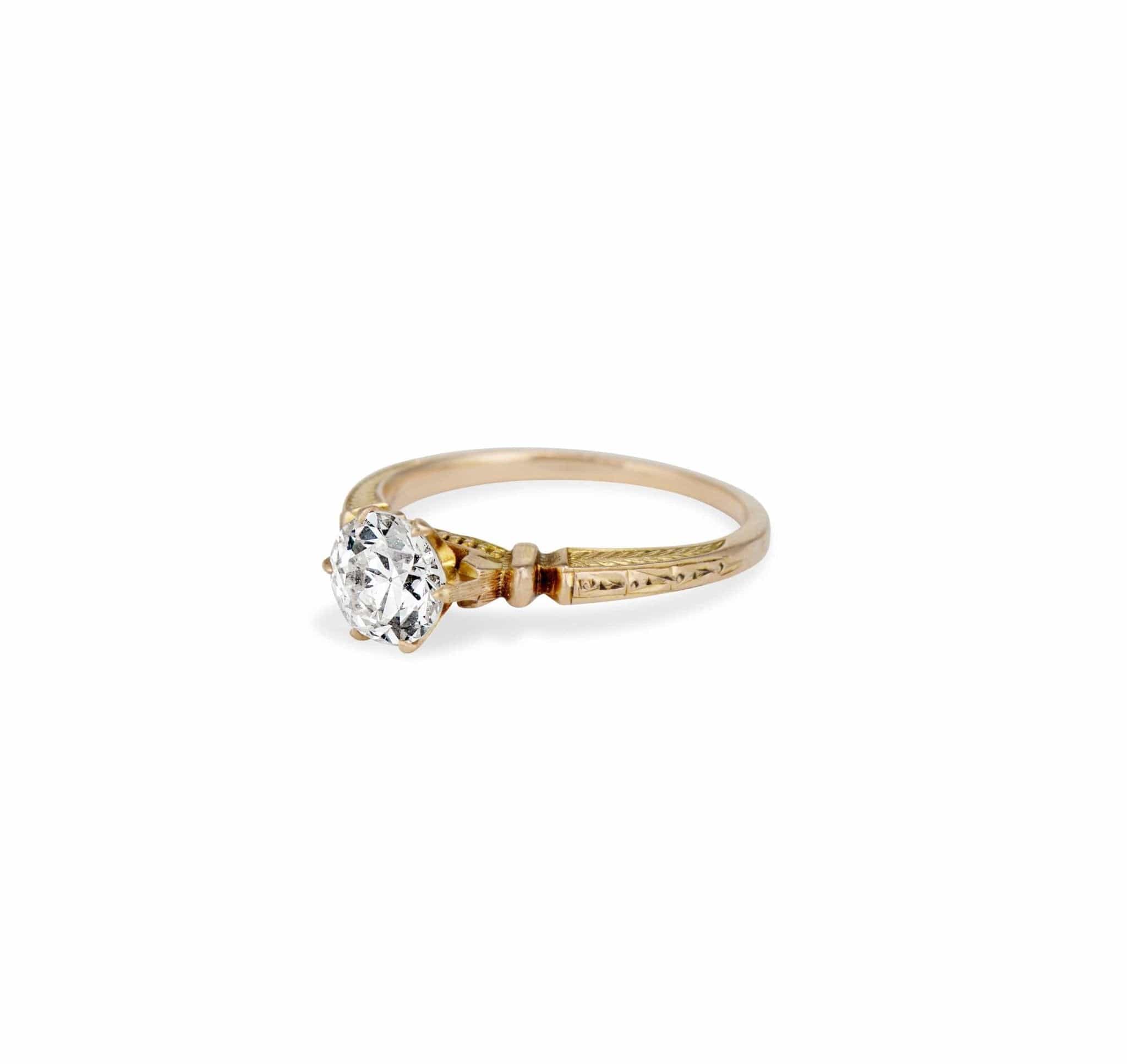 Etruscan Revival 1.01 Carat Old European Cut Diamond Gold Solitaire - Image 2