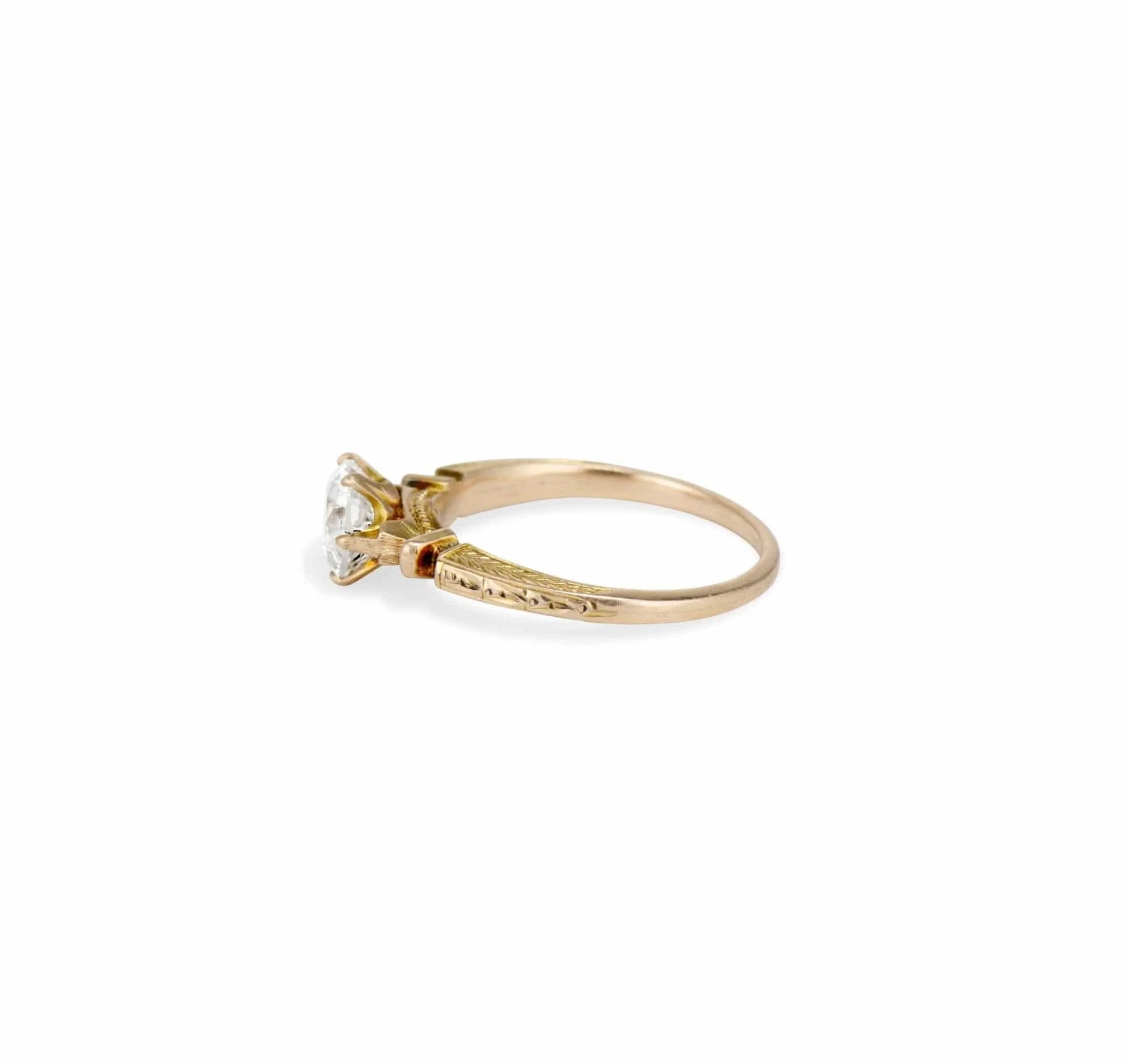 Etruscan Revival 1.01 Carat Old European Cut Diamond Gold Solitaire - Image 4