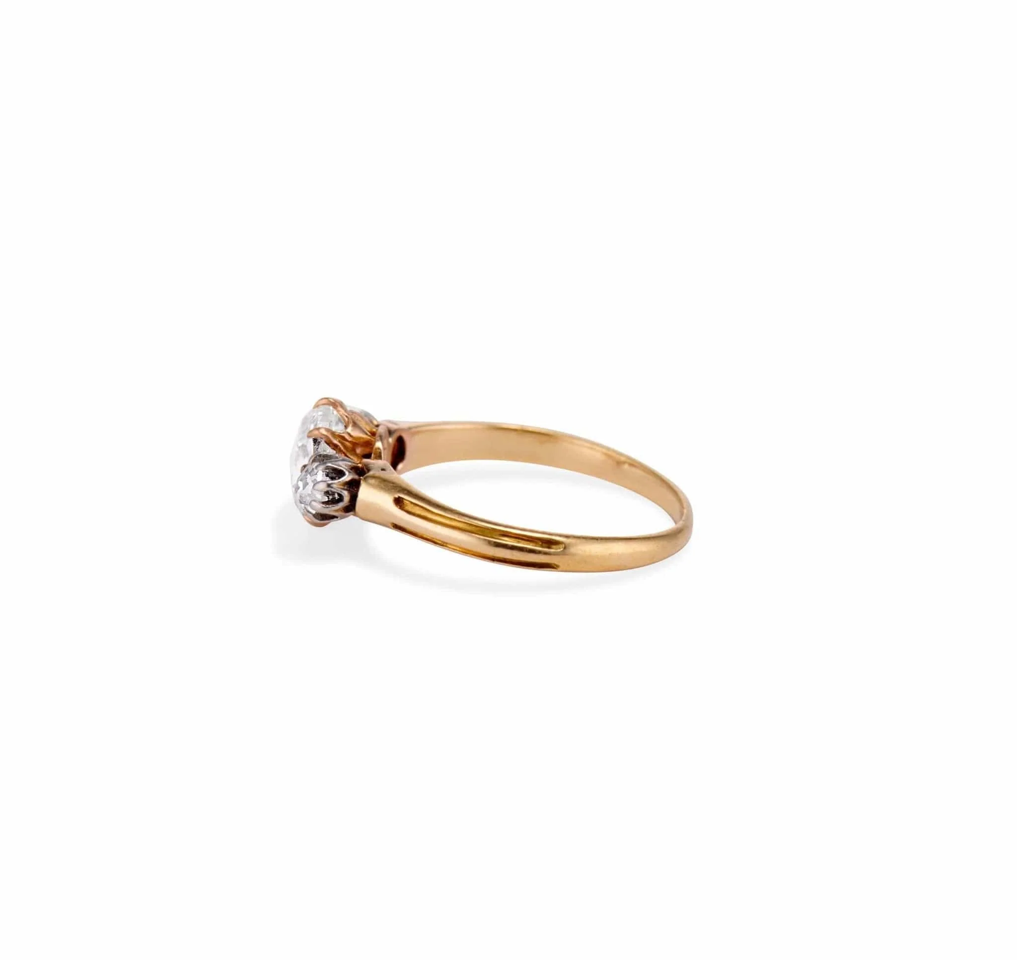 Victorian 1.01 Carat Rose Cut Diamond Three Stone Engagement Ring - Image 3
