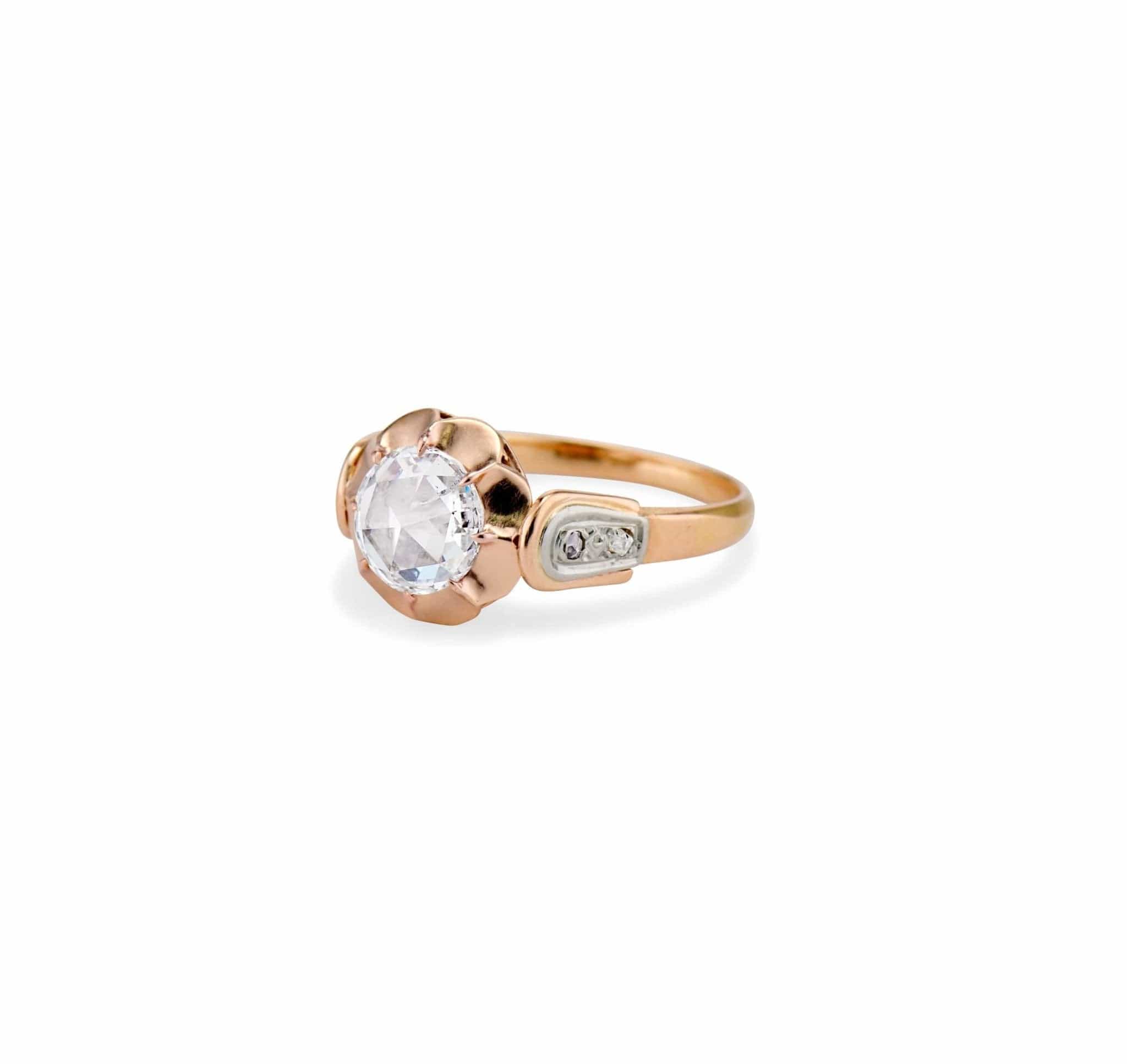 Victorian 1.02 Carat Rose Cut Diamond Engagement Ring, France - Image 2