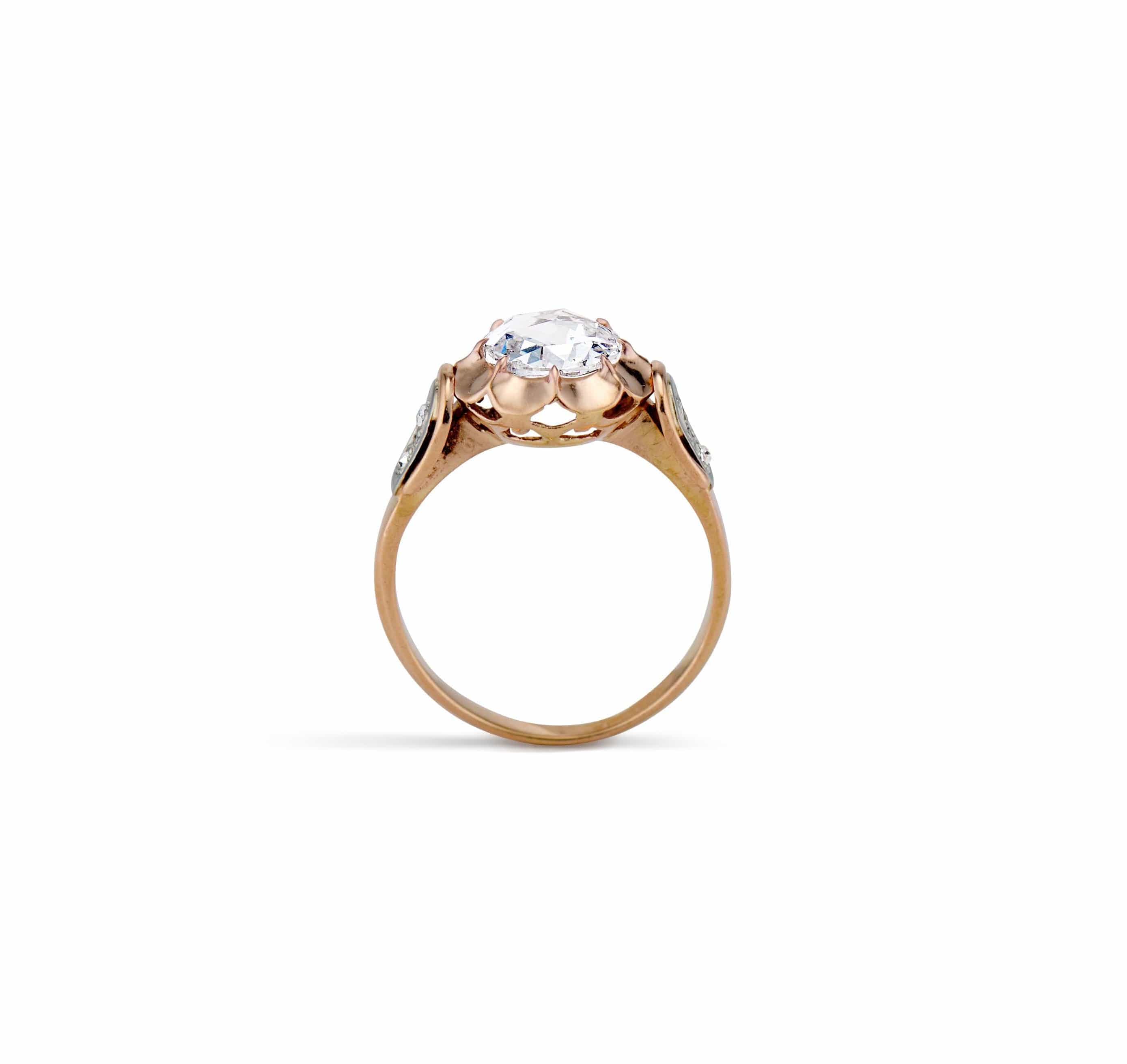 Victorian 1.02 Carat Rose Cut Diamond Engagement Ring, France - Image 4