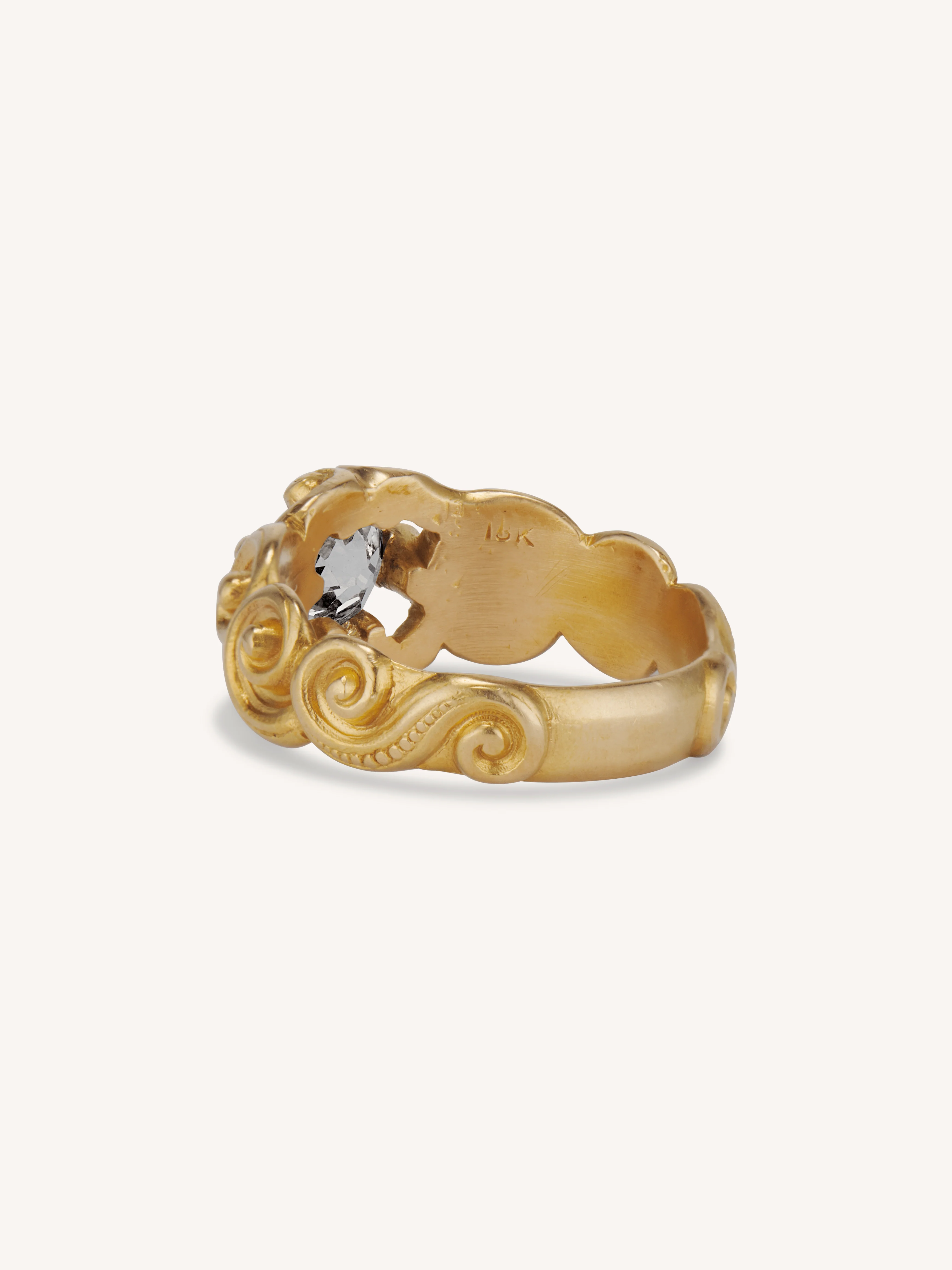 Unique Victorian 1.07 Carat Old Mine Cushion Diamond Antique Golden Spiral Ring - Image 4