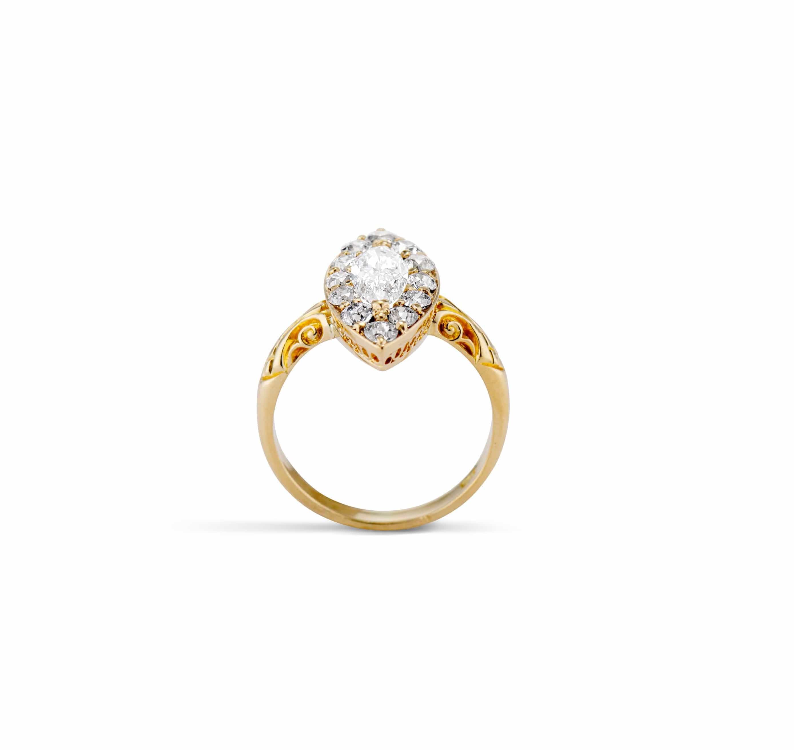 Victorian 1.17 Carat Marquise Cut Diamond Navette Dinner Ring - Image 4