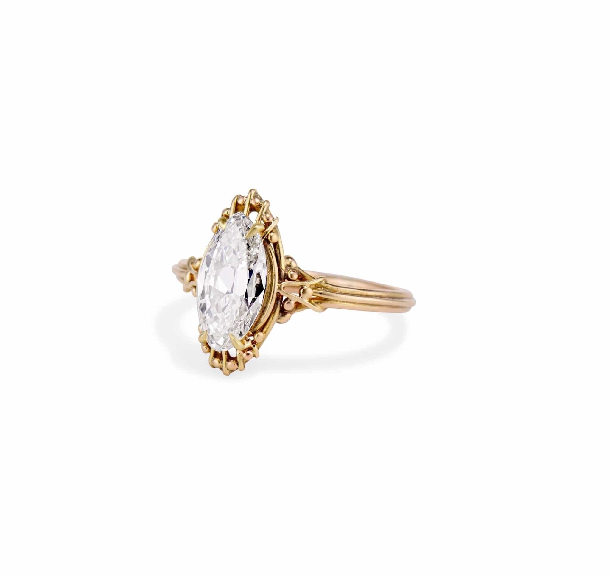Victorian 1.19 Carat Moval Diamond Engagement Ring - Image 2
