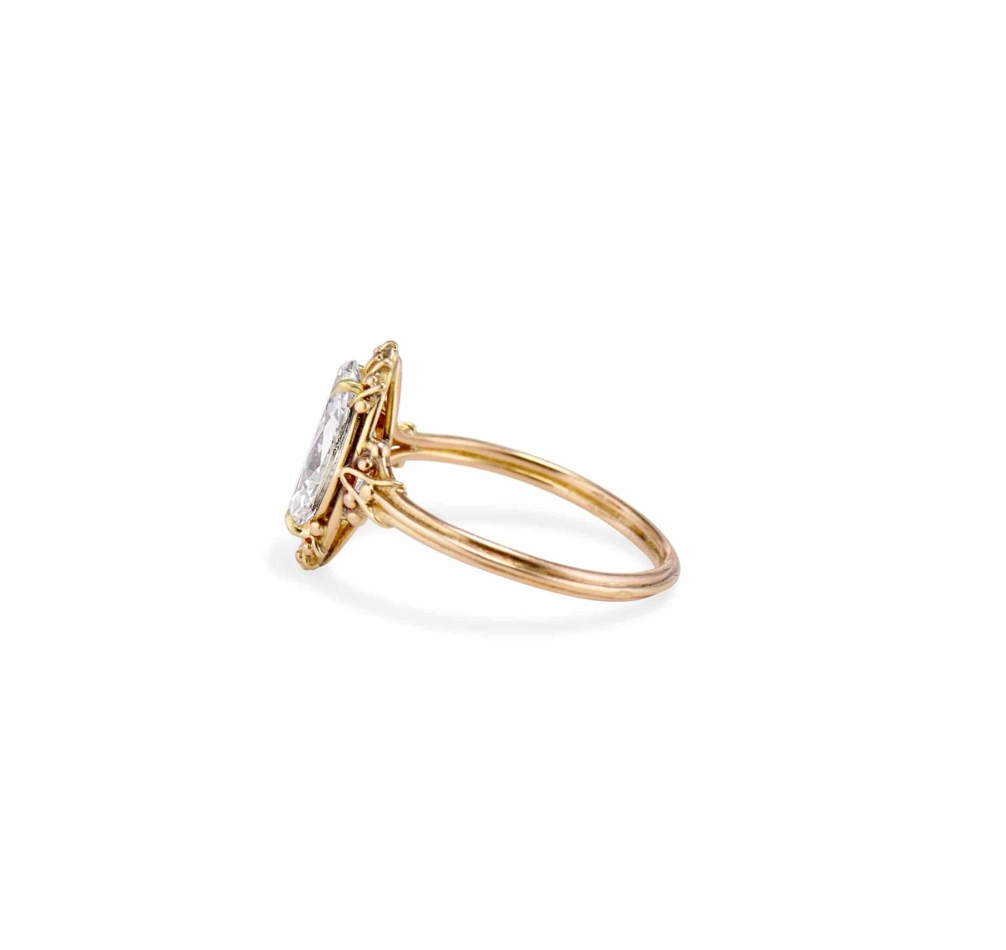Victorian 1.19 Carat Moval Diamond Engagement Ring - Image 4