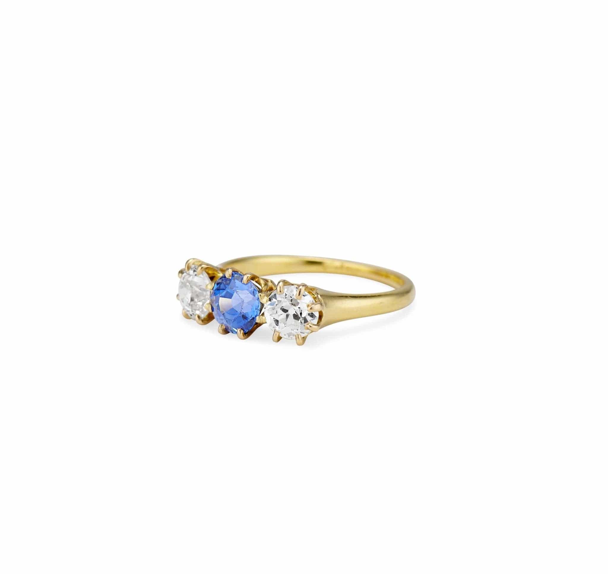 Victorian 1.21 Sapphire and Diamond Three Stone Ring - Image 2