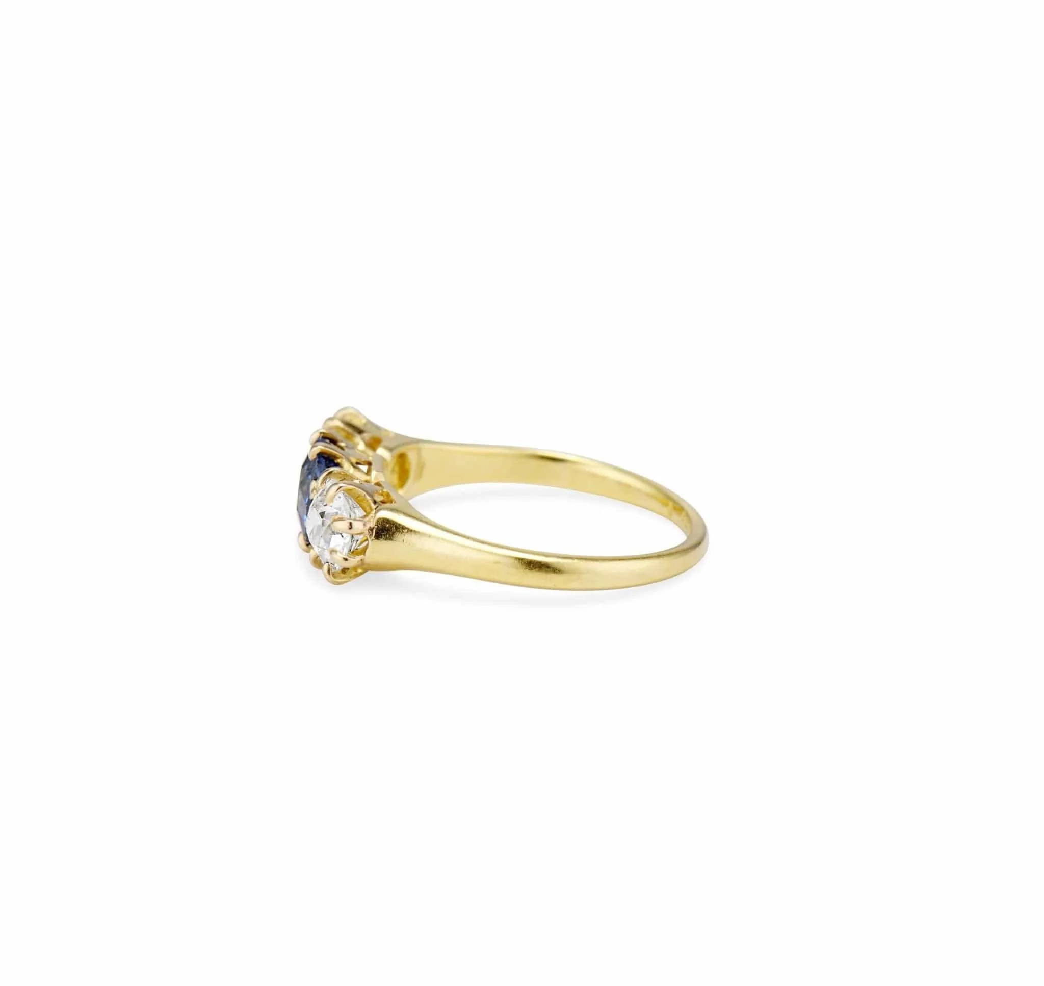 Victorian 1.21 Sapphire and Diamond Three Stone Ring - Image 3