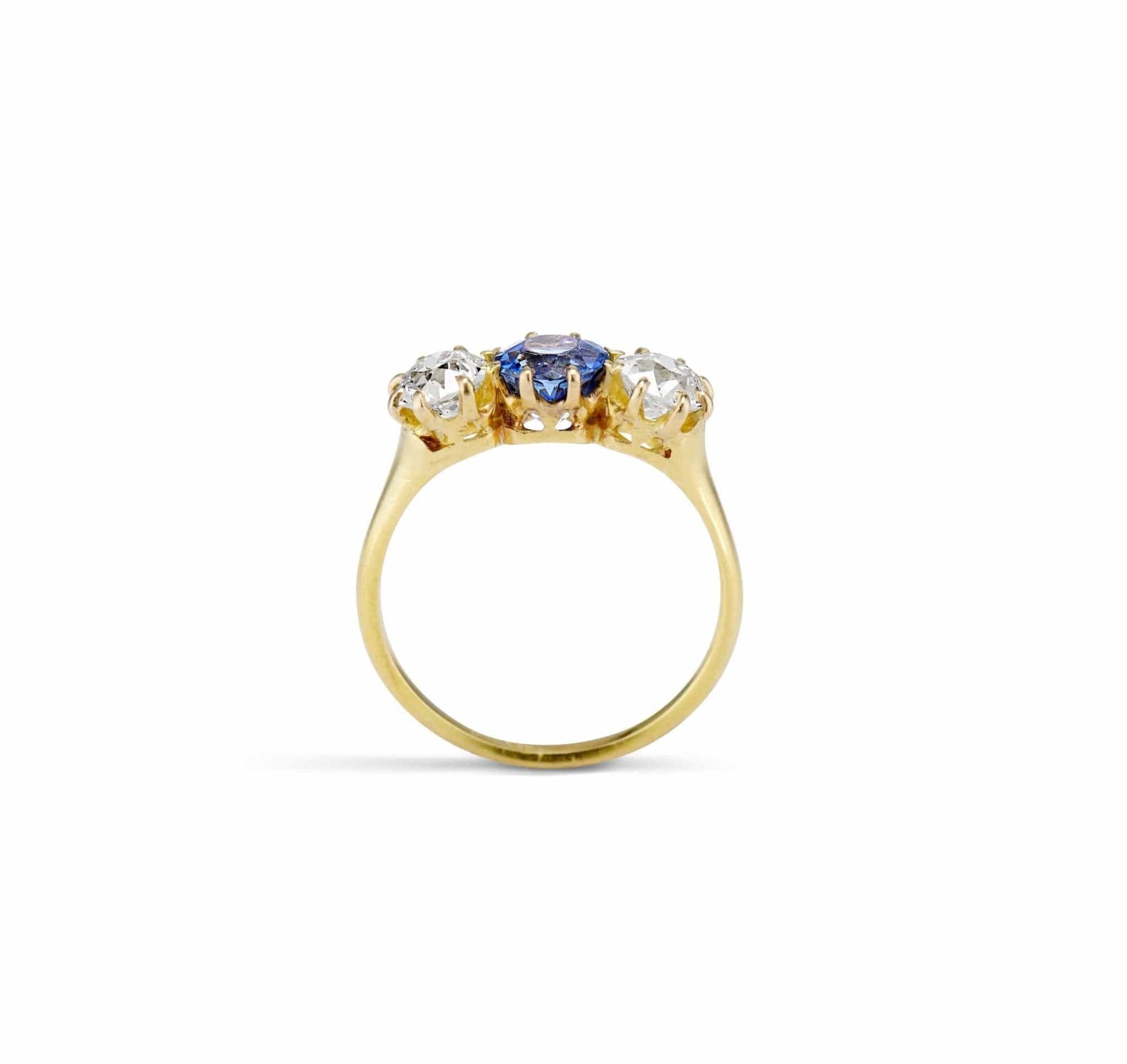 Victorian 1.21 Sapphire and Diamond Three Stone Ring - Image 4