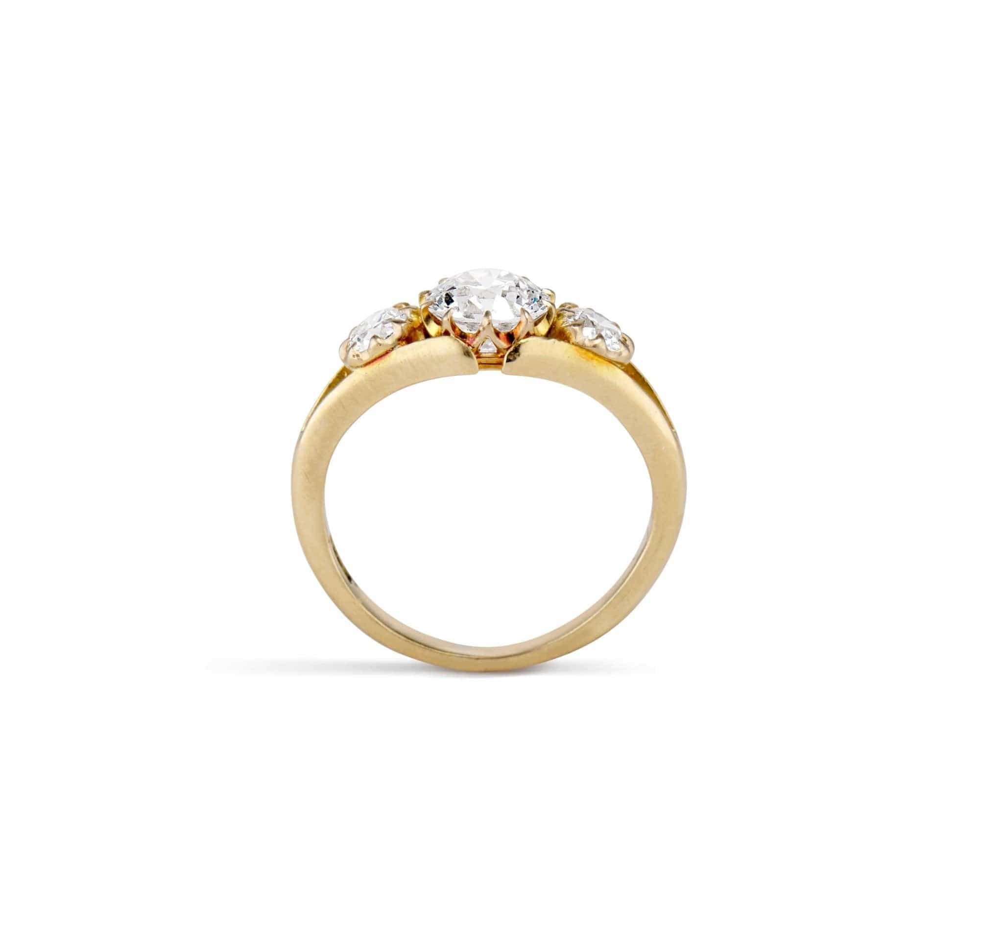 Victorian 1.25 Carat Old European Cut Diamond Three Stone Engagement Ring - Image 3