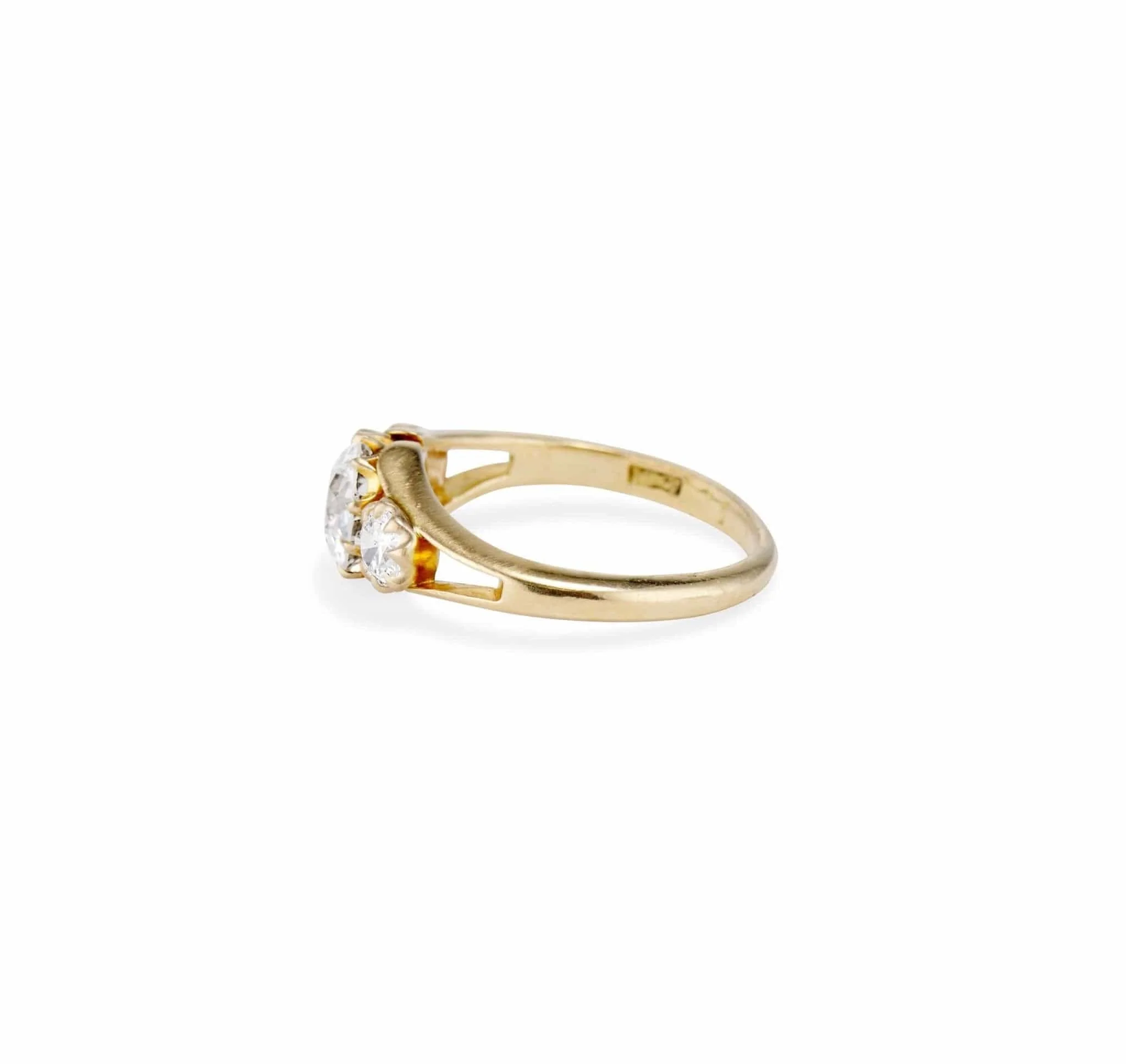 Victorian 1.25 Carat Old European Cut Diamond Three Stone Engagement Ring - Image 4