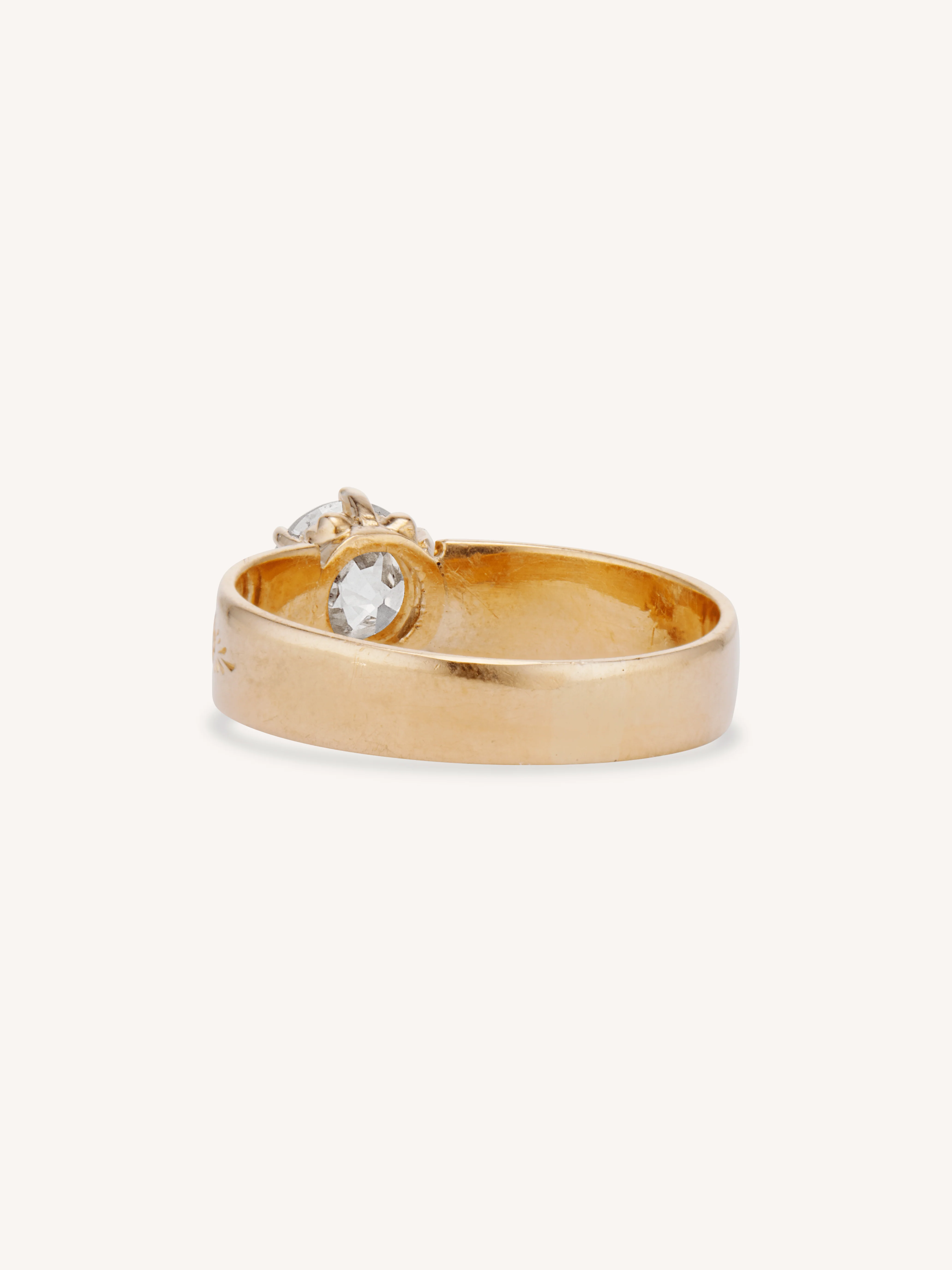 Victorian 1.28 Carat Old European Cut Diamond Engraved Antique Engagement Ring - Image 5