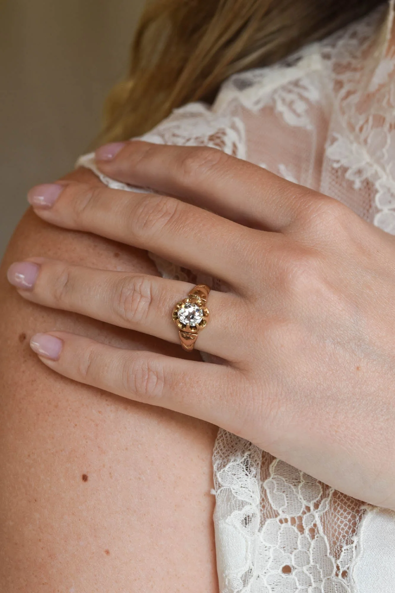 Victorian 1.25 Carat Old Mine Cushion Buttercup Belcher Engagement Ring - Image 3