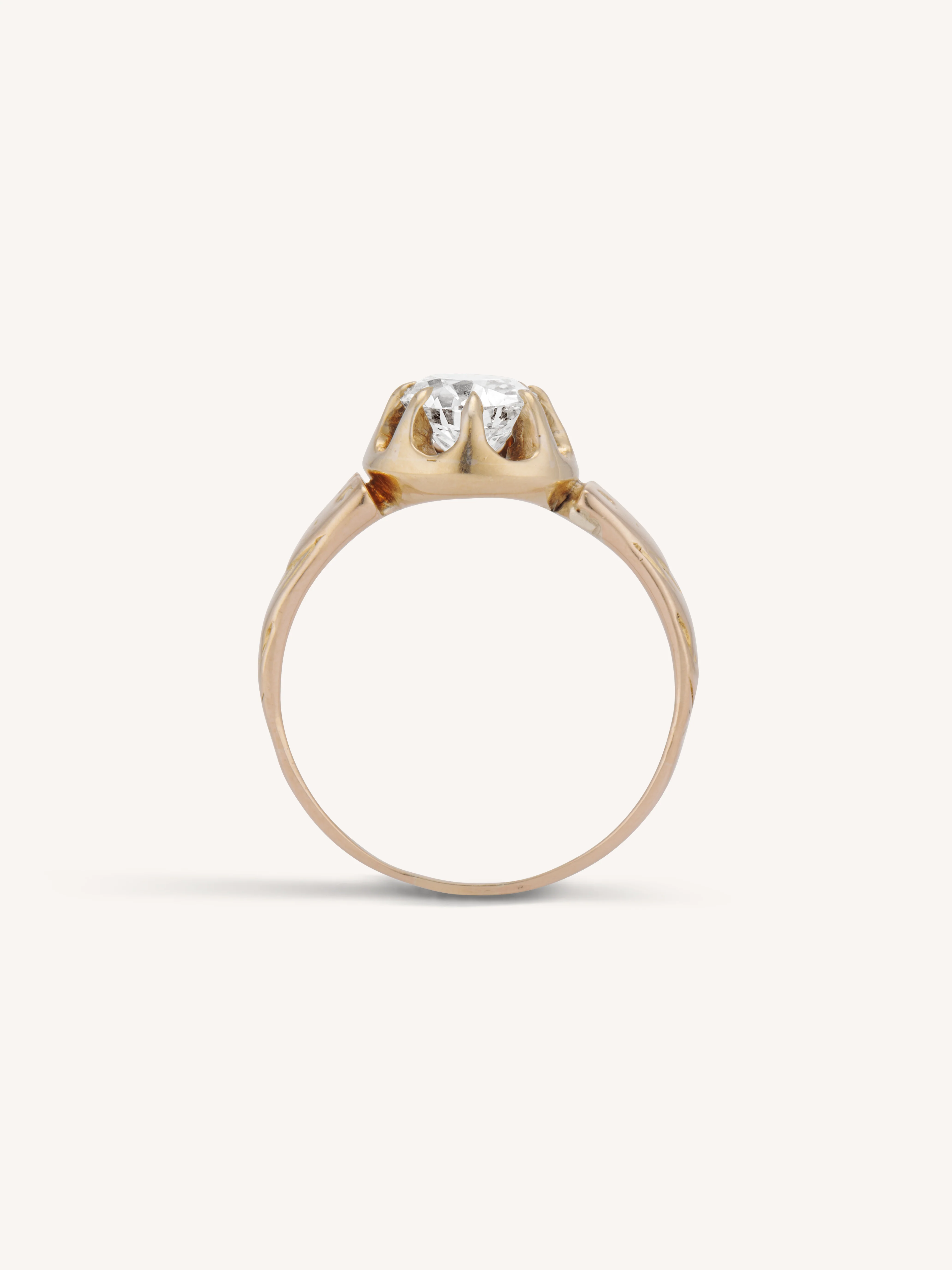 Victorian 1.25 Carat Old Mine Cushion Buttercup Belcher Engagement Ring - Image 7