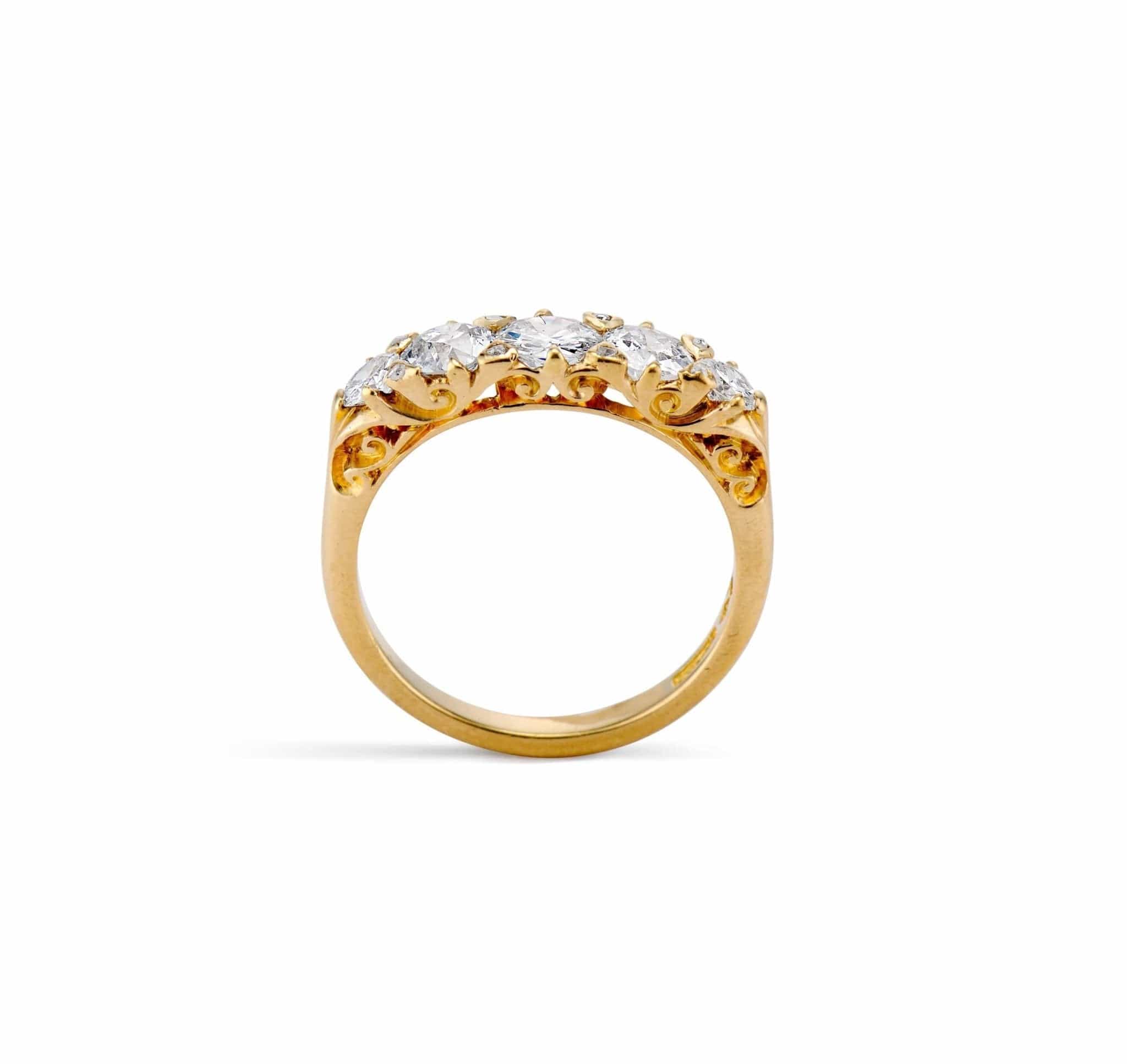 Victorian 1.50 Carat Five-Stone Old European-Cut Diamond Half-Band - Image 4