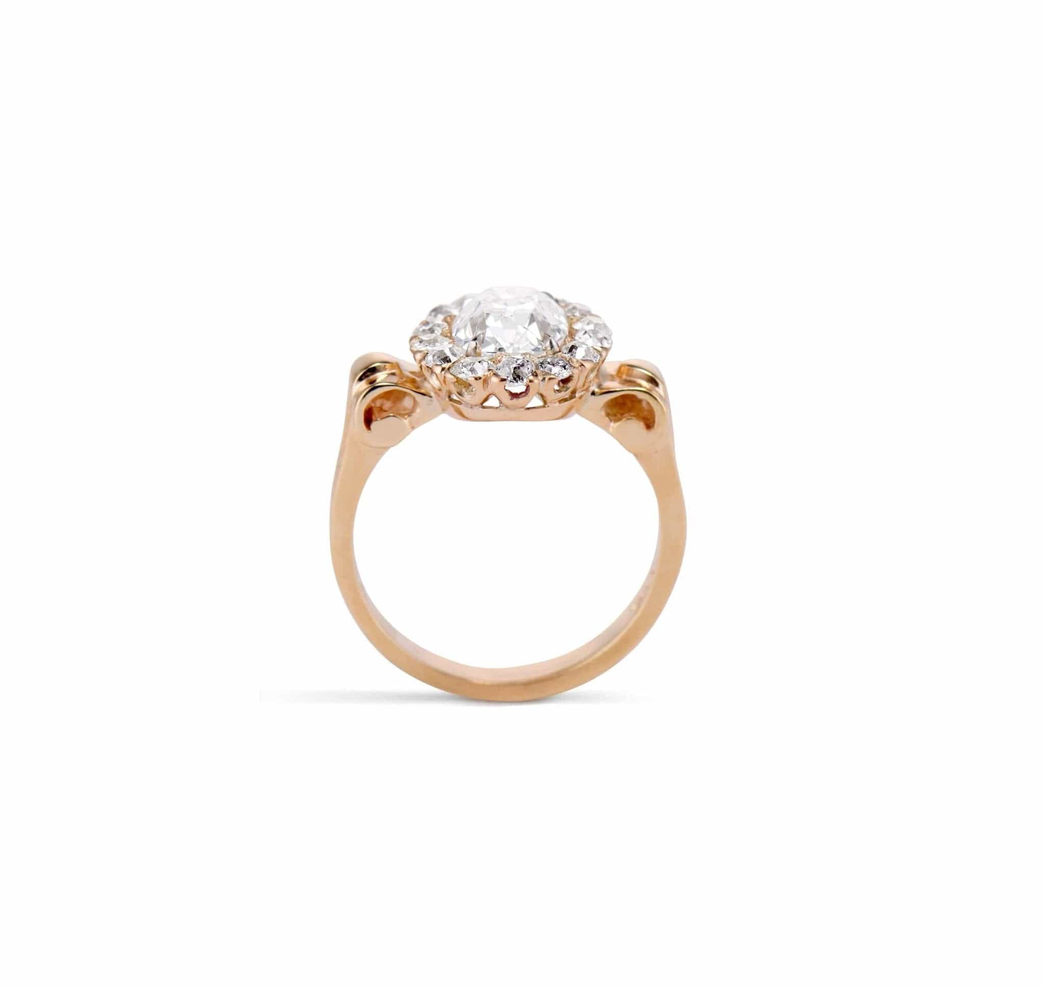Victorian 1.52 Cushion Diamond Cluster Engagement Ring - Image 4