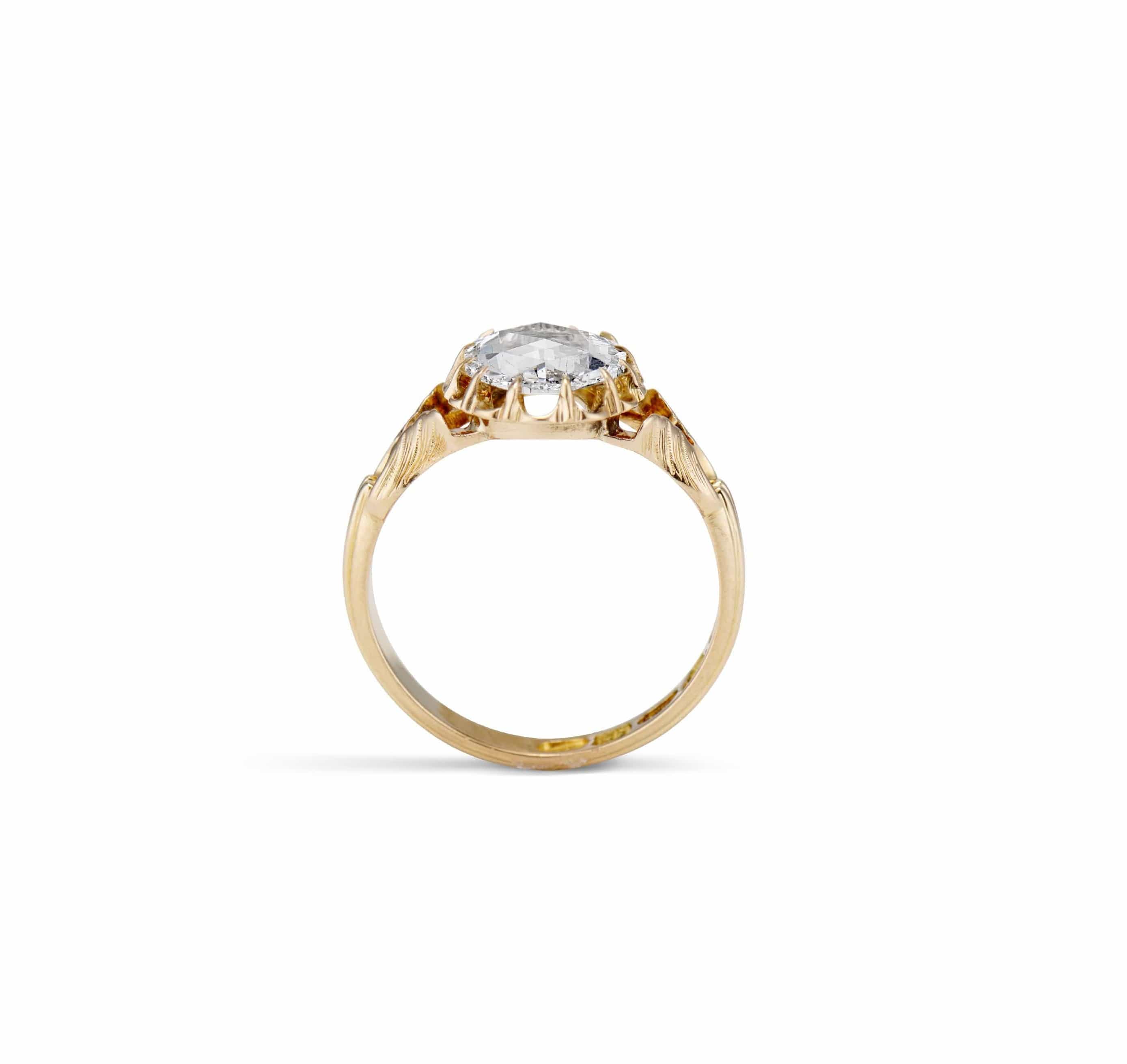 Art Nouveau 1.52 Oval Rose-Cut Diamond Engagement Ring, Finland - Image 4