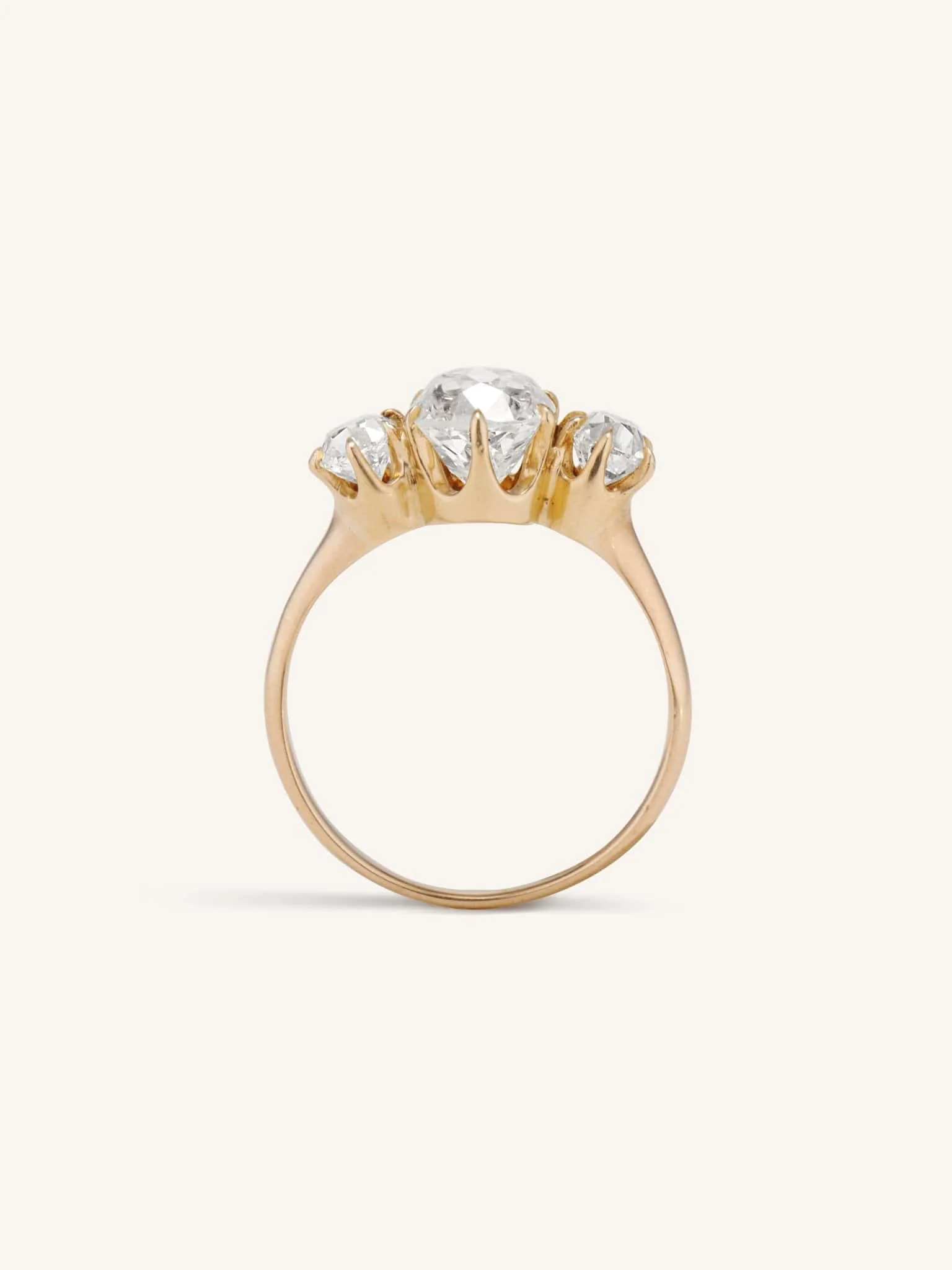 Victorian 1.65 Three Stone Old Mine Cushion Cut Diamond Engagement Ring - Image 6