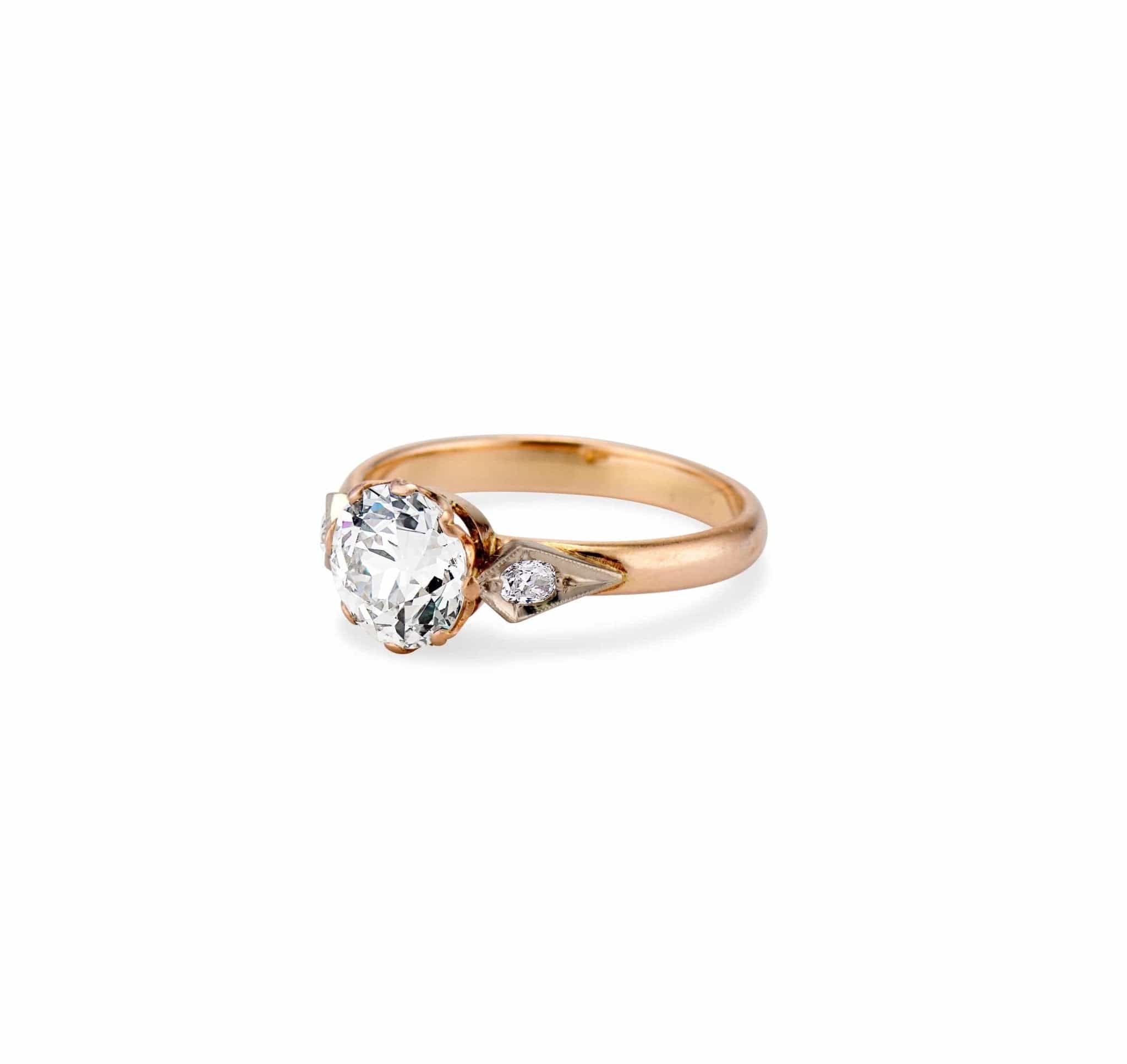 Victorian 1.75 Carat Old European Cut Diamond and Gold Engagement Ring, Russia - Image 2