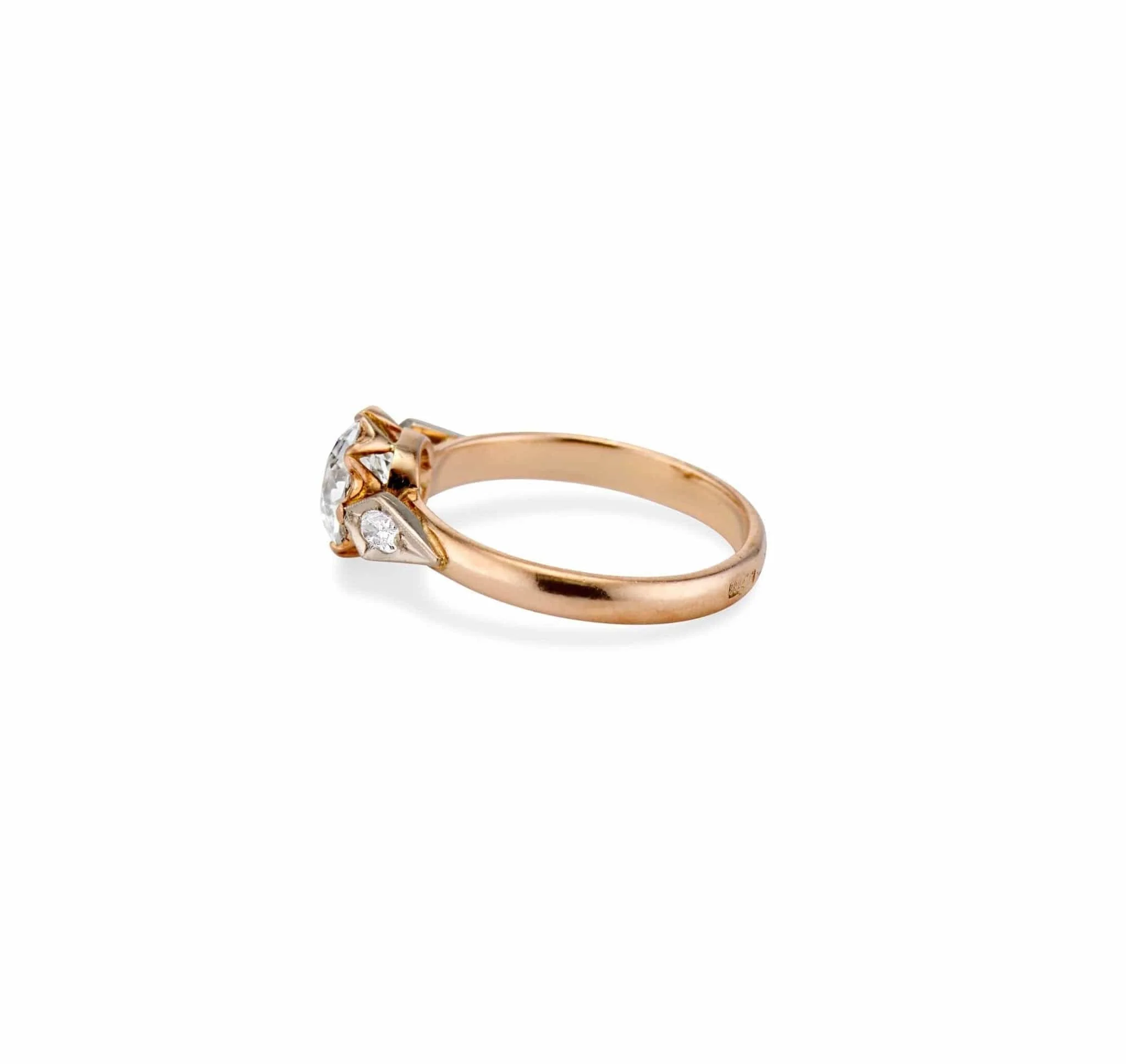 Victorian 1.75 Carat Old European Cut Diamond and Gold Engagement Ring, Russia - Image 3