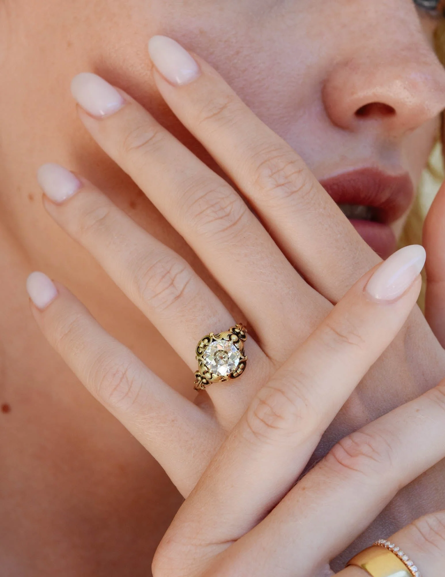 Art Nouveau 1.87 Carat Old European Cut Diamond Ring - Image 4