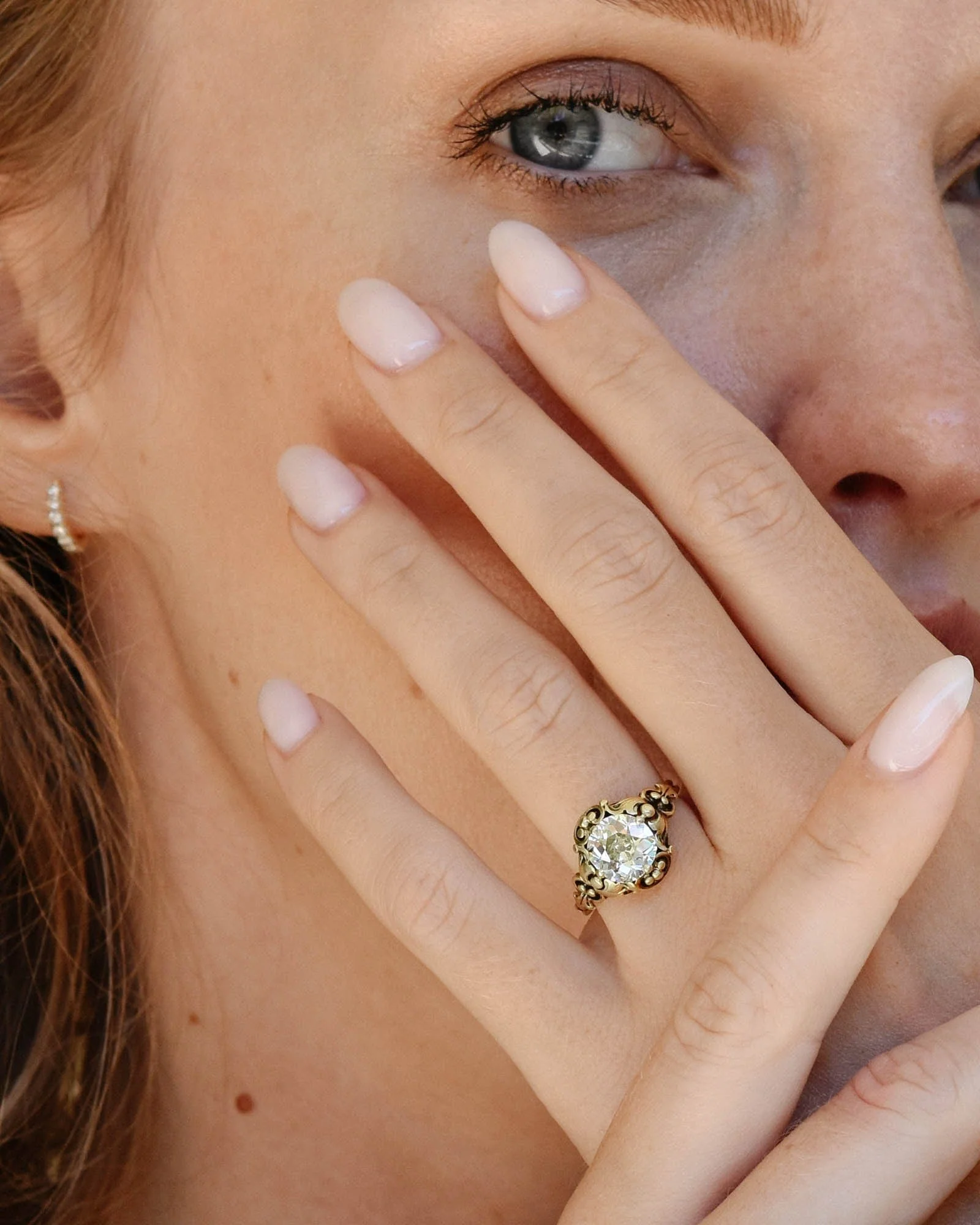 Art Nouveau 1.87 Carat Old European Cut Diamond Ring - Image 5
