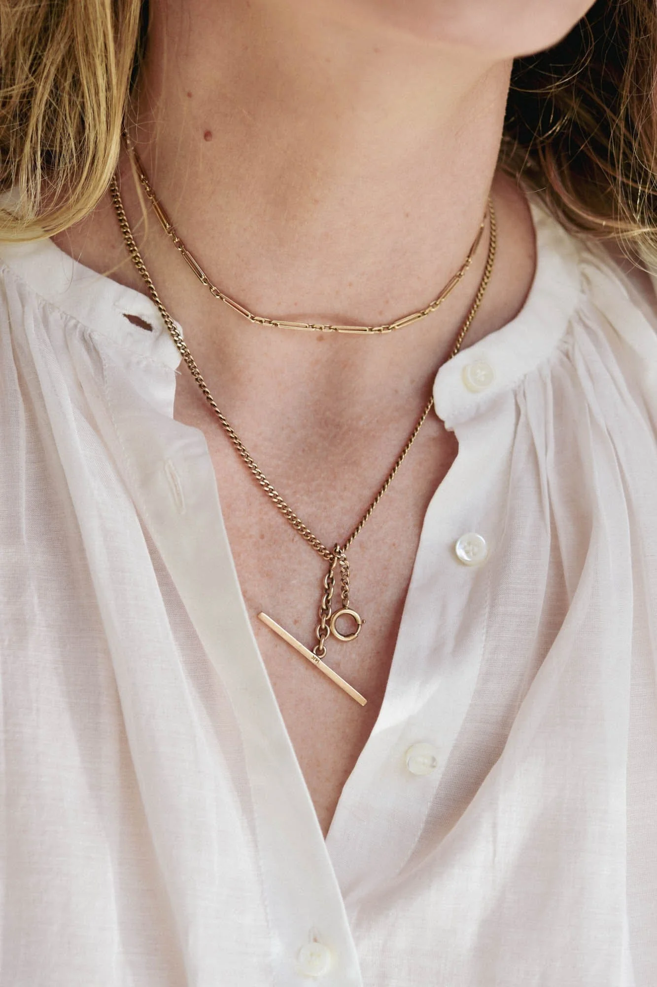 Victorian Antique Yellow Gold Albert Watch Chain Necklace with T-Bar and Dog Clip - Image 3