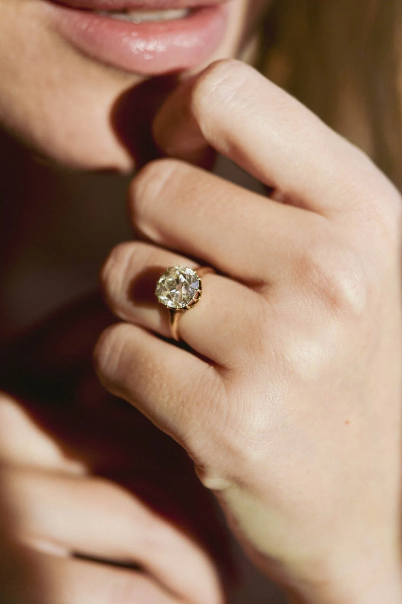 Victorian 3.67 Carat Old Mine Cut Diamond Gold Solitaire Antique Engagement Ring - Image 2