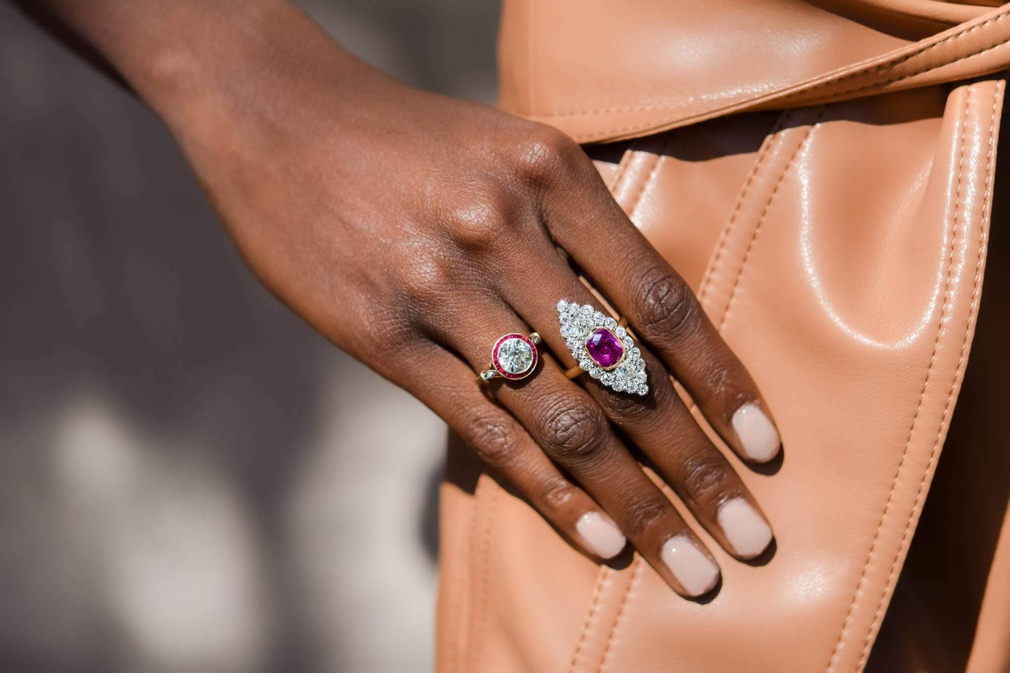 Victorian 3.93 Purplish Pink Elongated Cushion-Cut Sapphire Navette Ring - Image 5