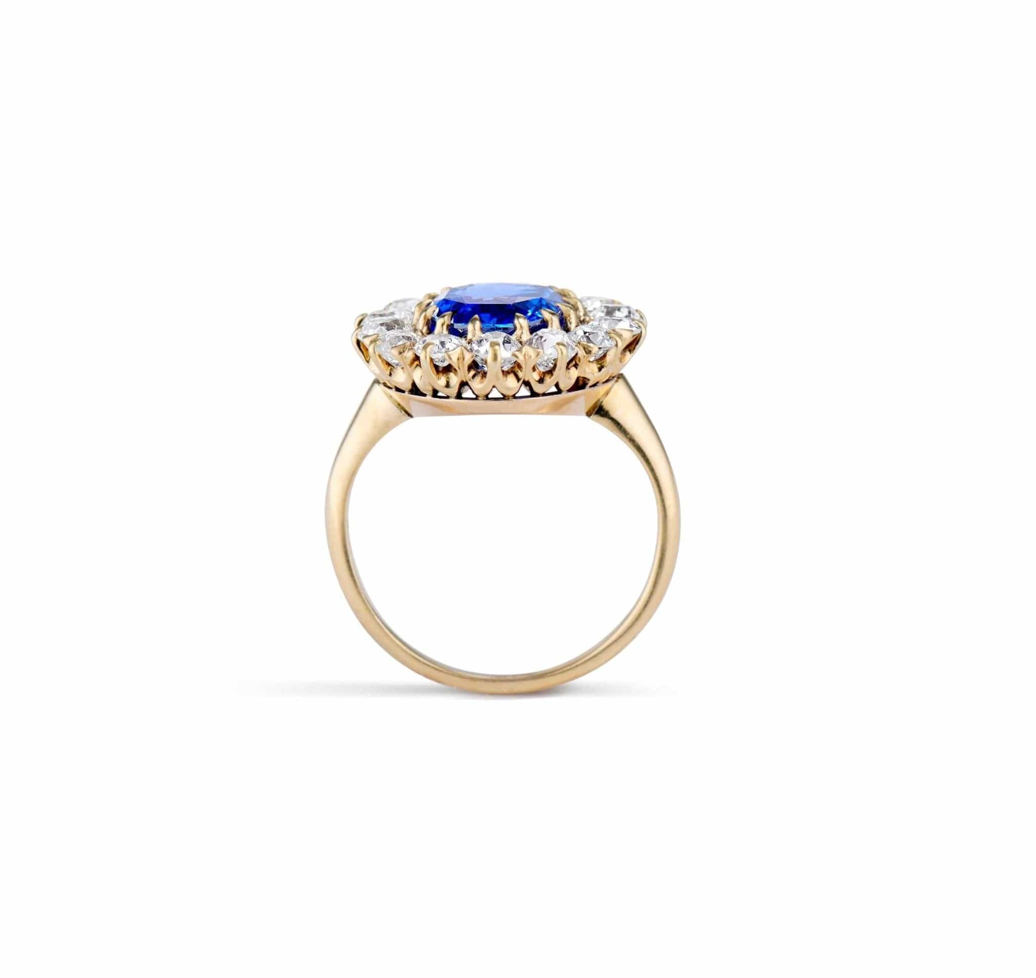 Victorian 4.47 Carat Ceylon Sapphire and Diamond Cluster - Image 4