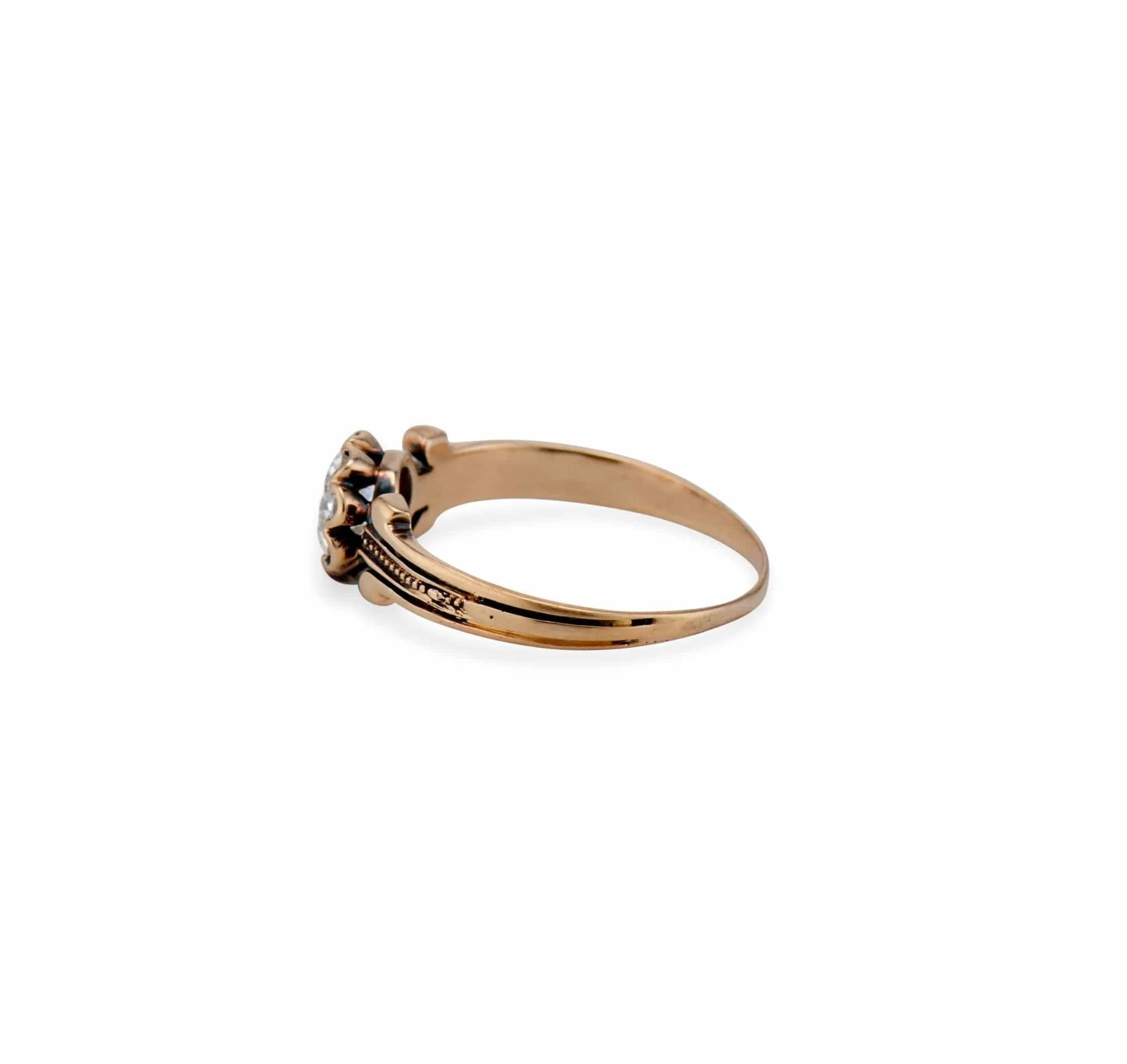 Victorian .45 Carat Old European-Cut Diamond and Gold Engagement Ring - Image 3