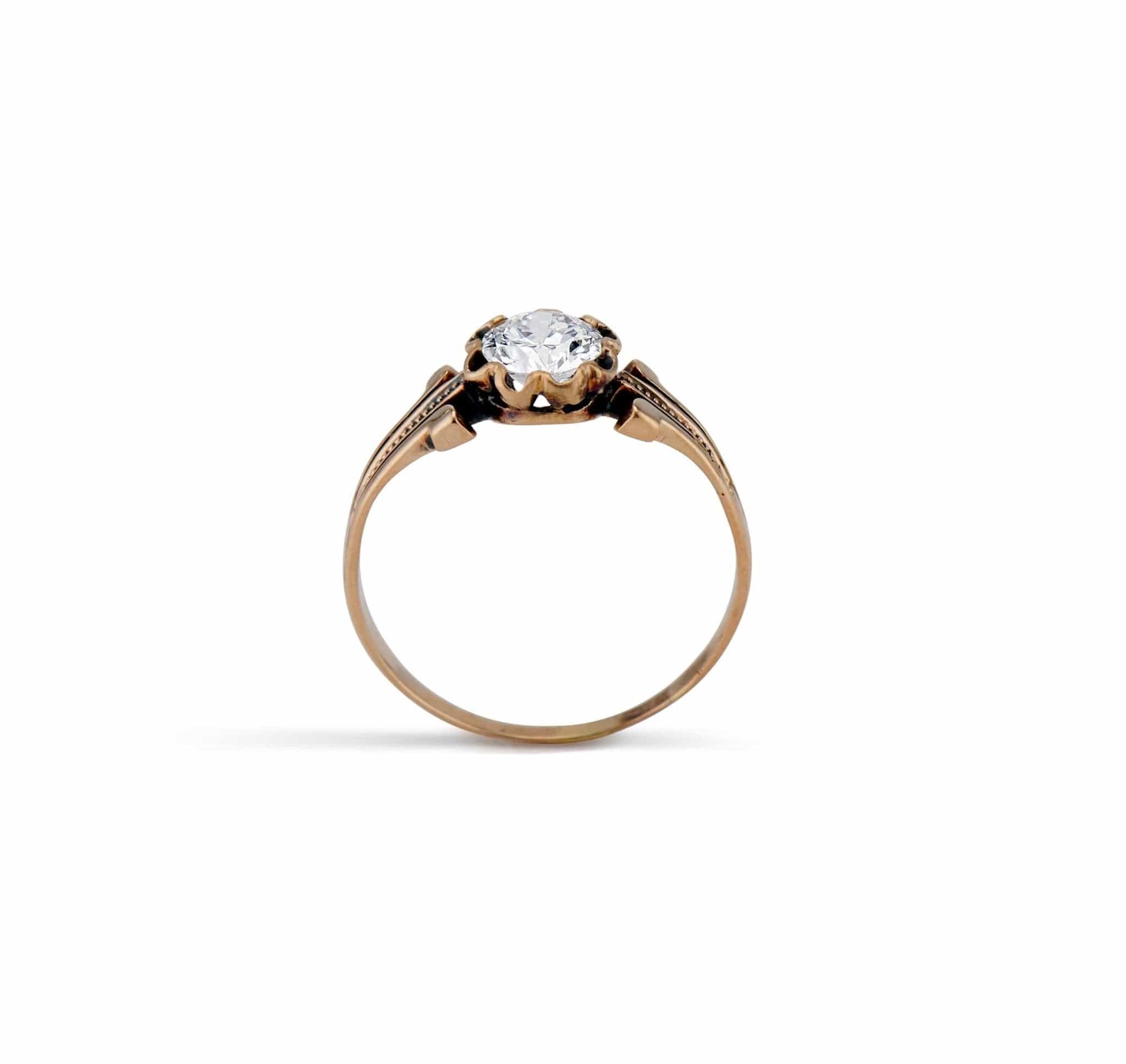 Victorian .45 Carat Old European-Cut Diamond and Gold Engagement Ring - Image 4