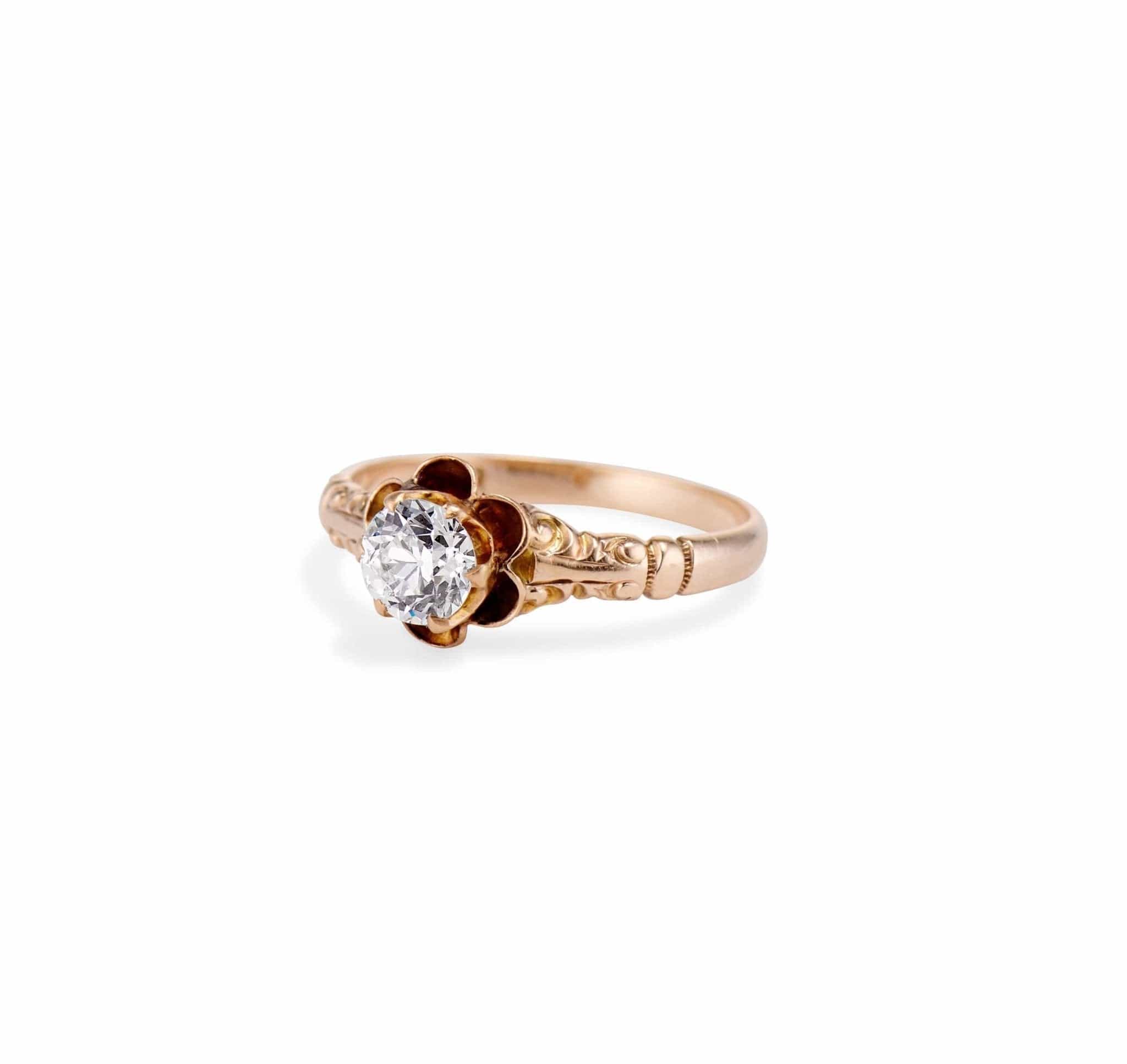 Victorian Allsopp-Stellar .63 Carat Old European Buttercup-Set Solitaire , American - Image 2
