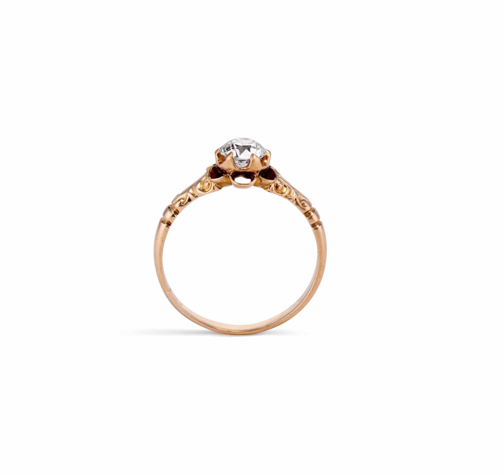 Victorian Allsopp-Stellar .63 Carat Old European Buttercup-Set Solitaire , American - Image 4