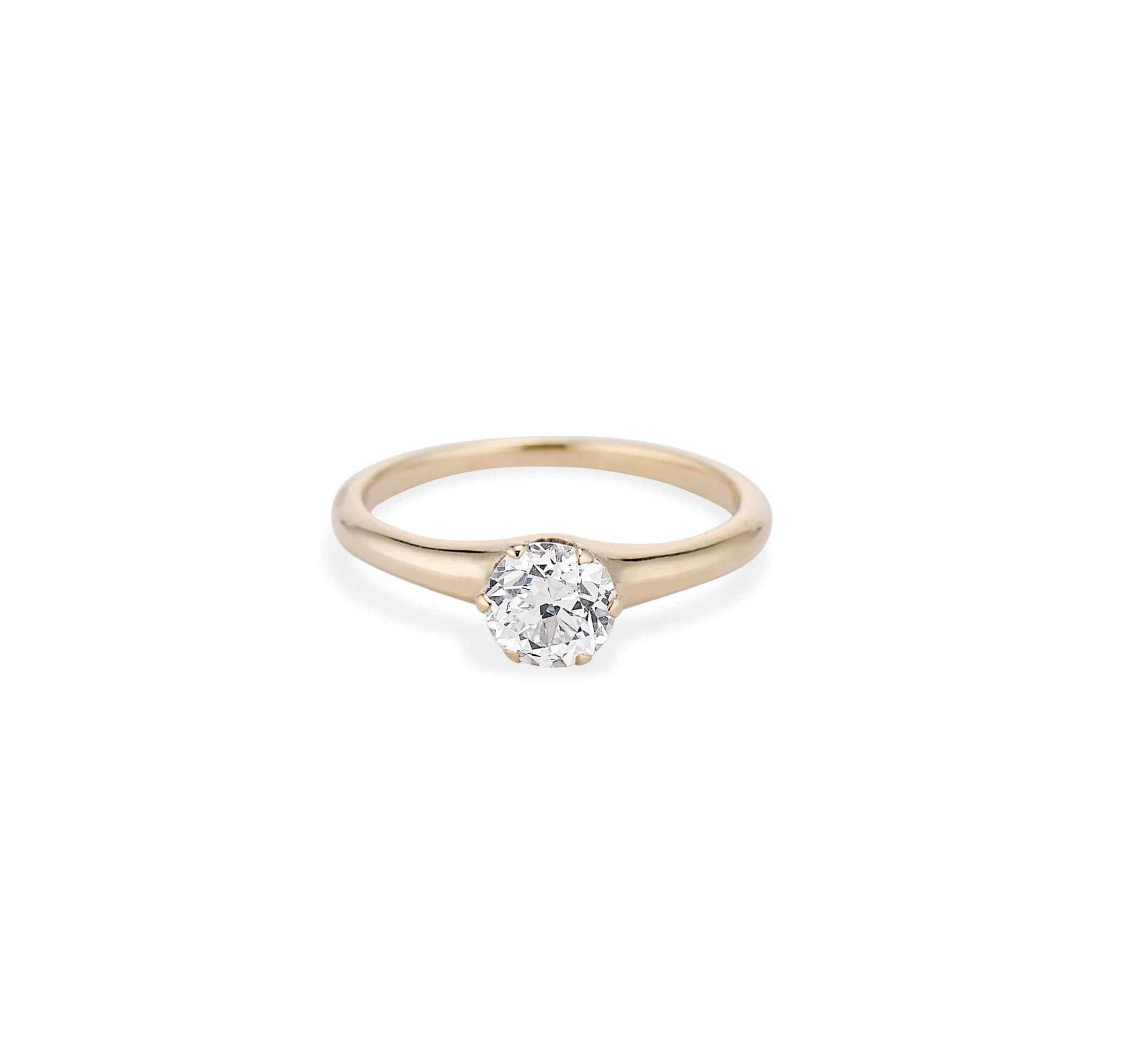 Victorian .73 Carat Old European Cut Gold Solitaire - Image 2