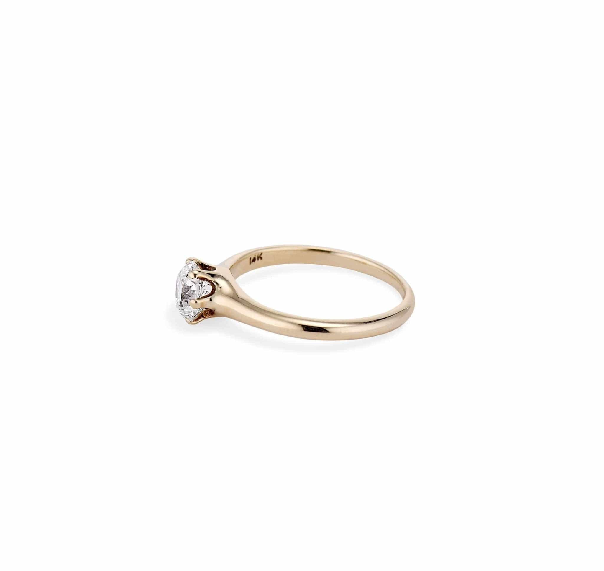 Victorian .73 Carat Old European Cut Gold Solitaire - Image 3