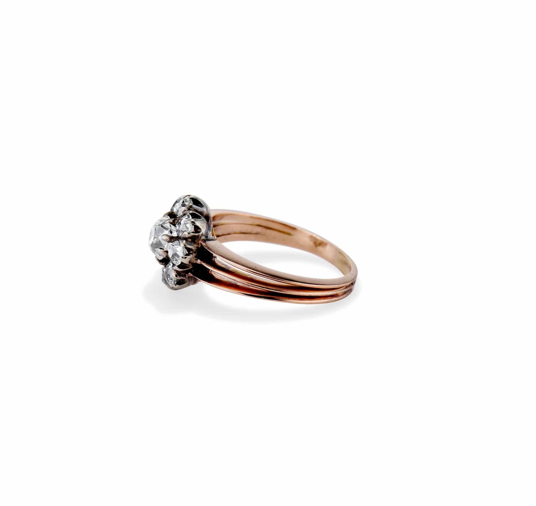 Victorian .80 Carat Center Old Mine Cushion-Cut Diamond Cluster Ring - Image 3