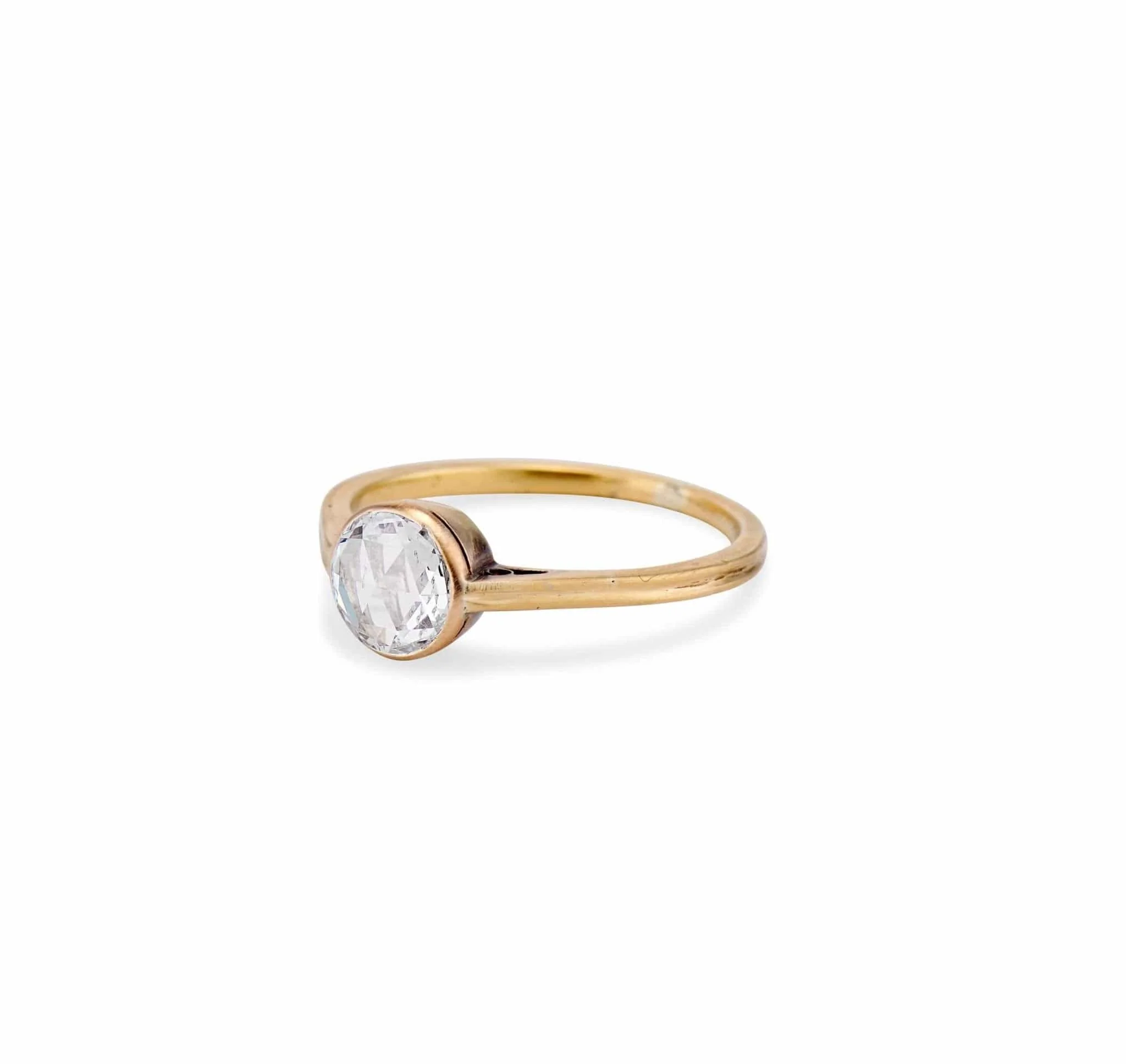 Victorian .81 Carat Rose Cut Colette Set Solitaire Engagement Ring - Image 2