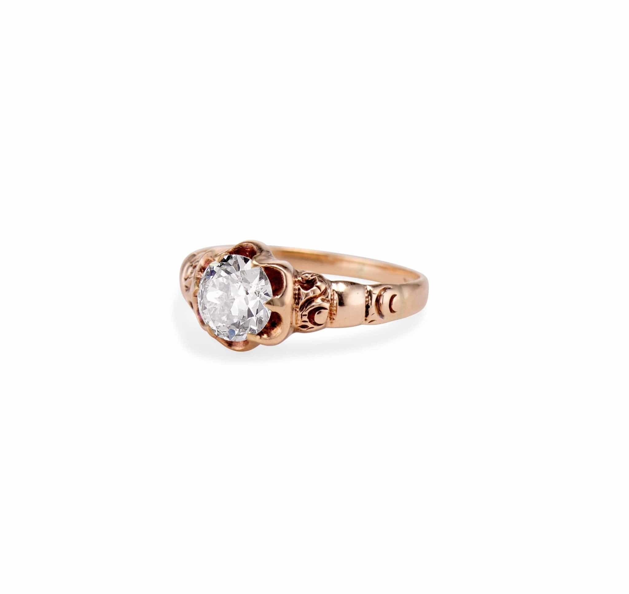 Victorian .84 Carat Old European Diamond and Gold Engagement Ring - Image 2