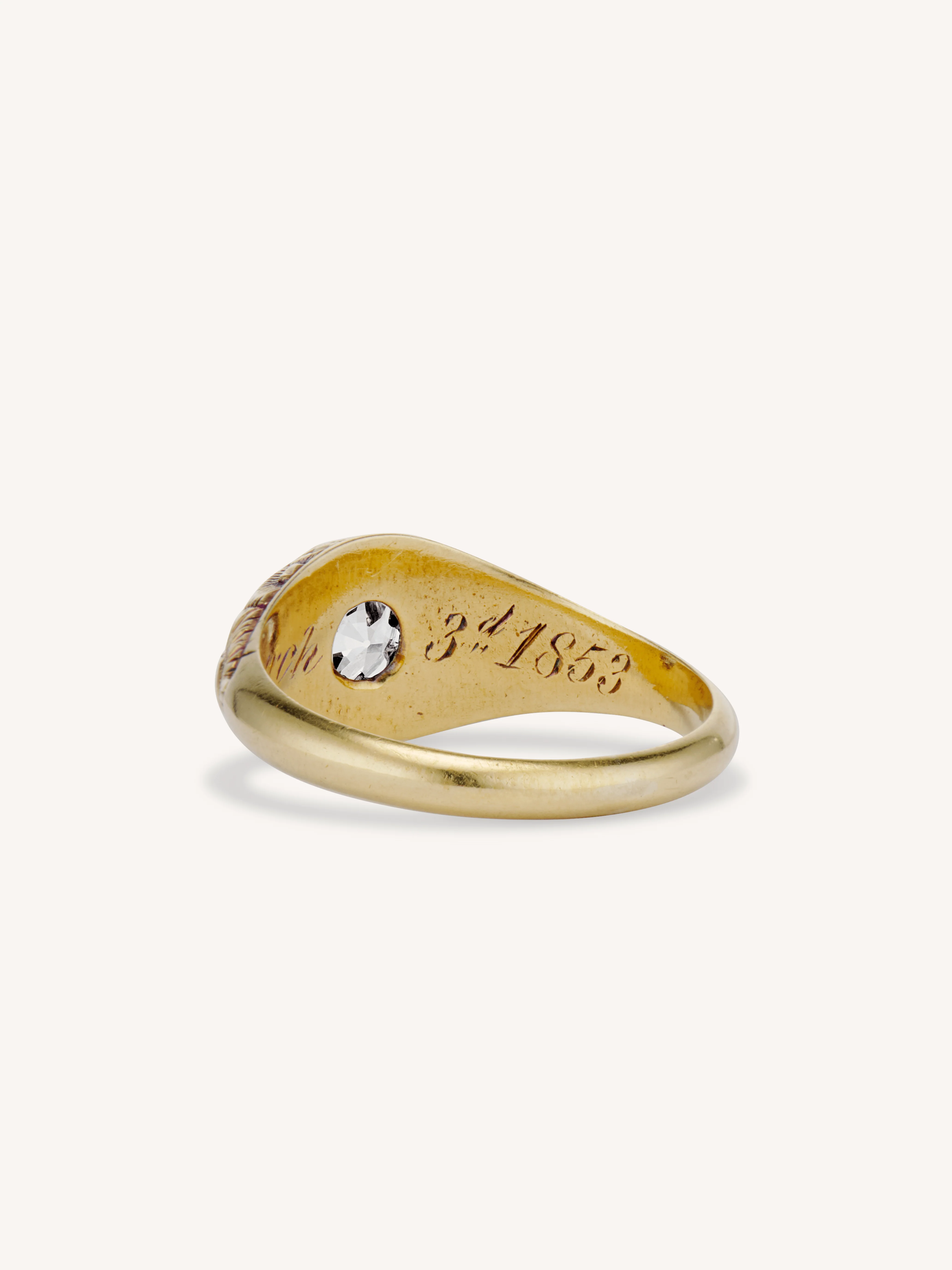 Victorian .90 Carat Engraved Belcher Carved Gold Belcher Antique Engagement Ring - Image 5