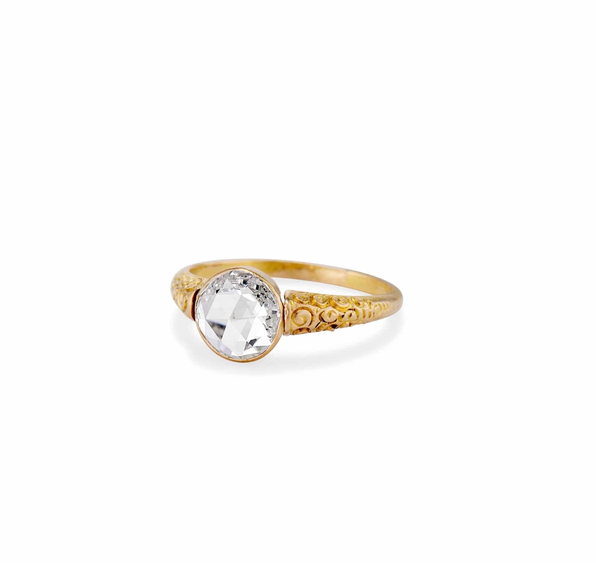 Victorian .94 Carat Rose Cut Bezel Set Engagement Ring - Image 2