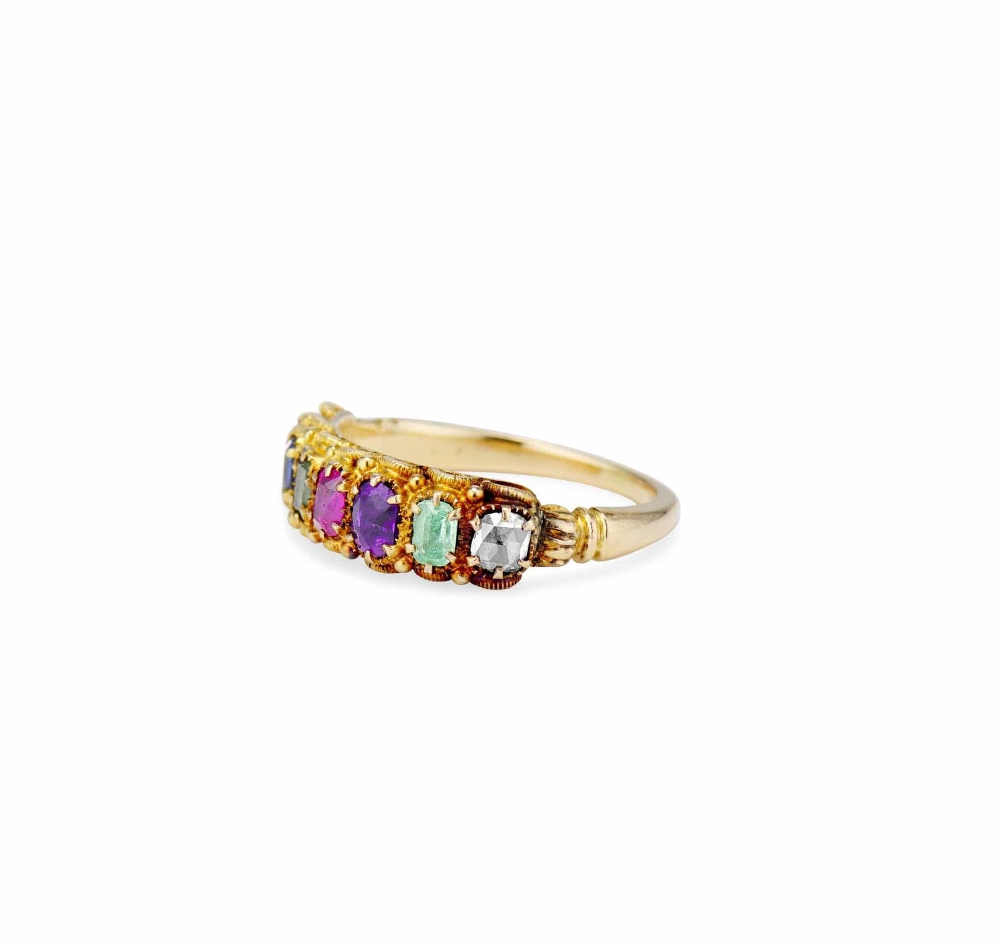 Victorian Acrostic "Dearest" Gold Half Band - Image 2