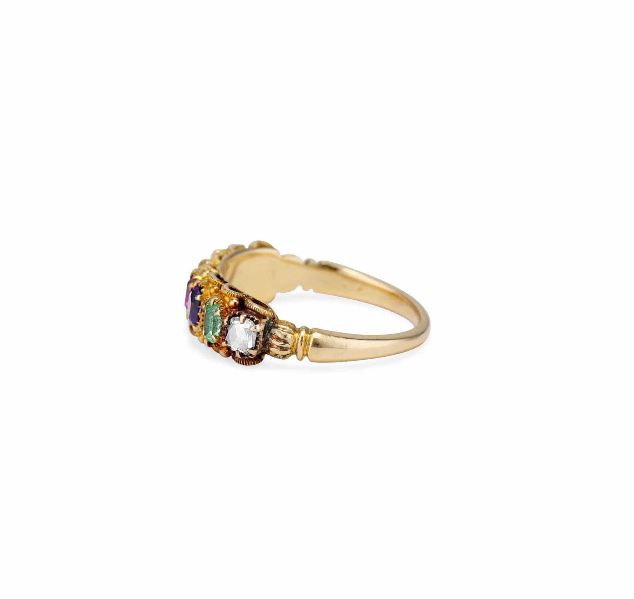 Victorian Acrostic "Dearest" Gold Half Band - Image 3